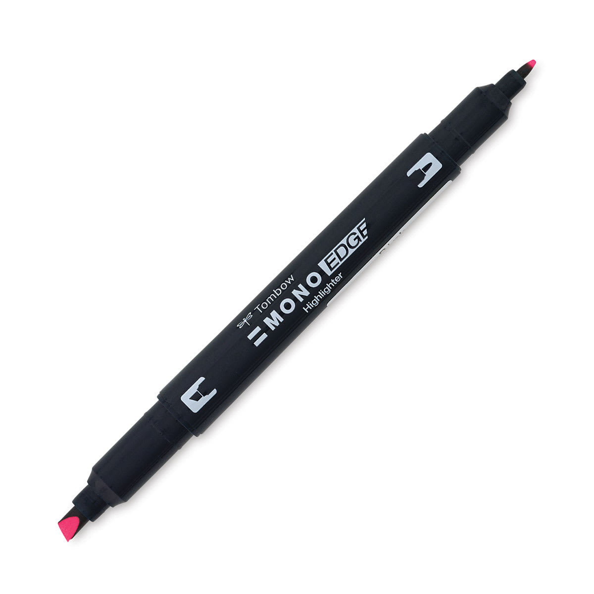 Tombow Mono Edge Highlighters - Single Highlighter shown with both tips uncapped, at angle
