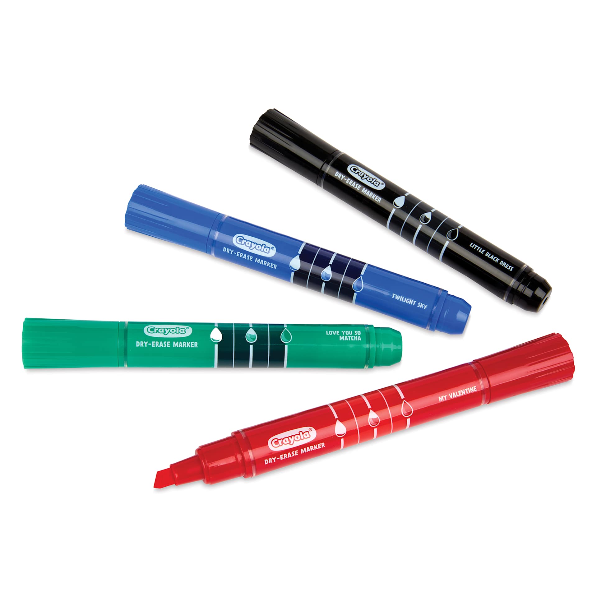 Crayola Dry-Erase Markers - Assorted Colors, Chisel Tip, Set of 4, contents