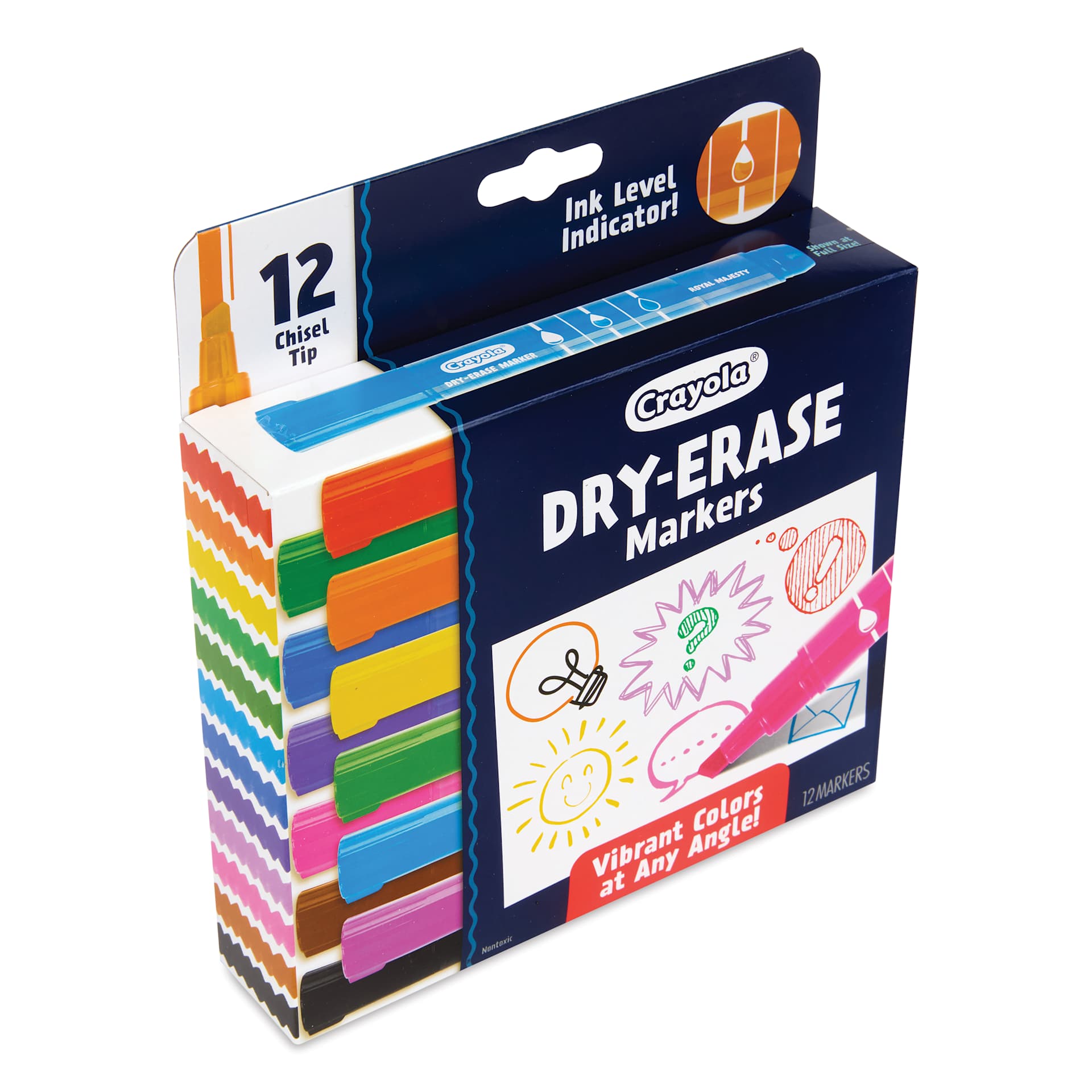 Crayola Dry-Erase Markers - Assorted Colors, Chisel Tip, Set of 12, packaging
