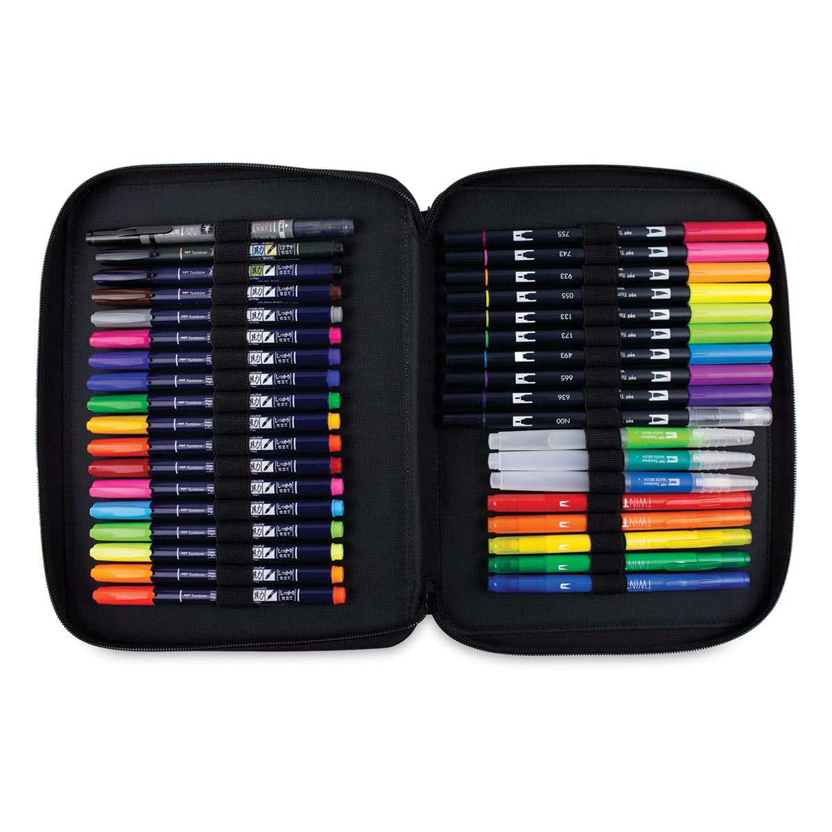 Zippered Marker Storage Case - Open showing loops holding Markers, not included