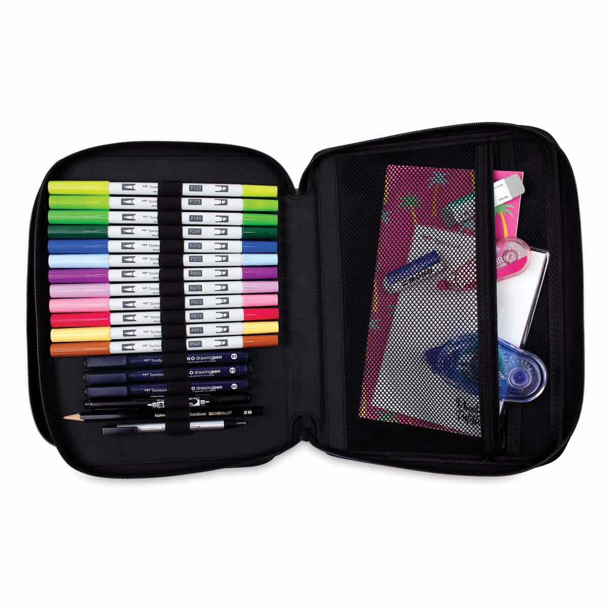 Tombow Zippered Marker Storage Case - Open showing Art Supplies, not included