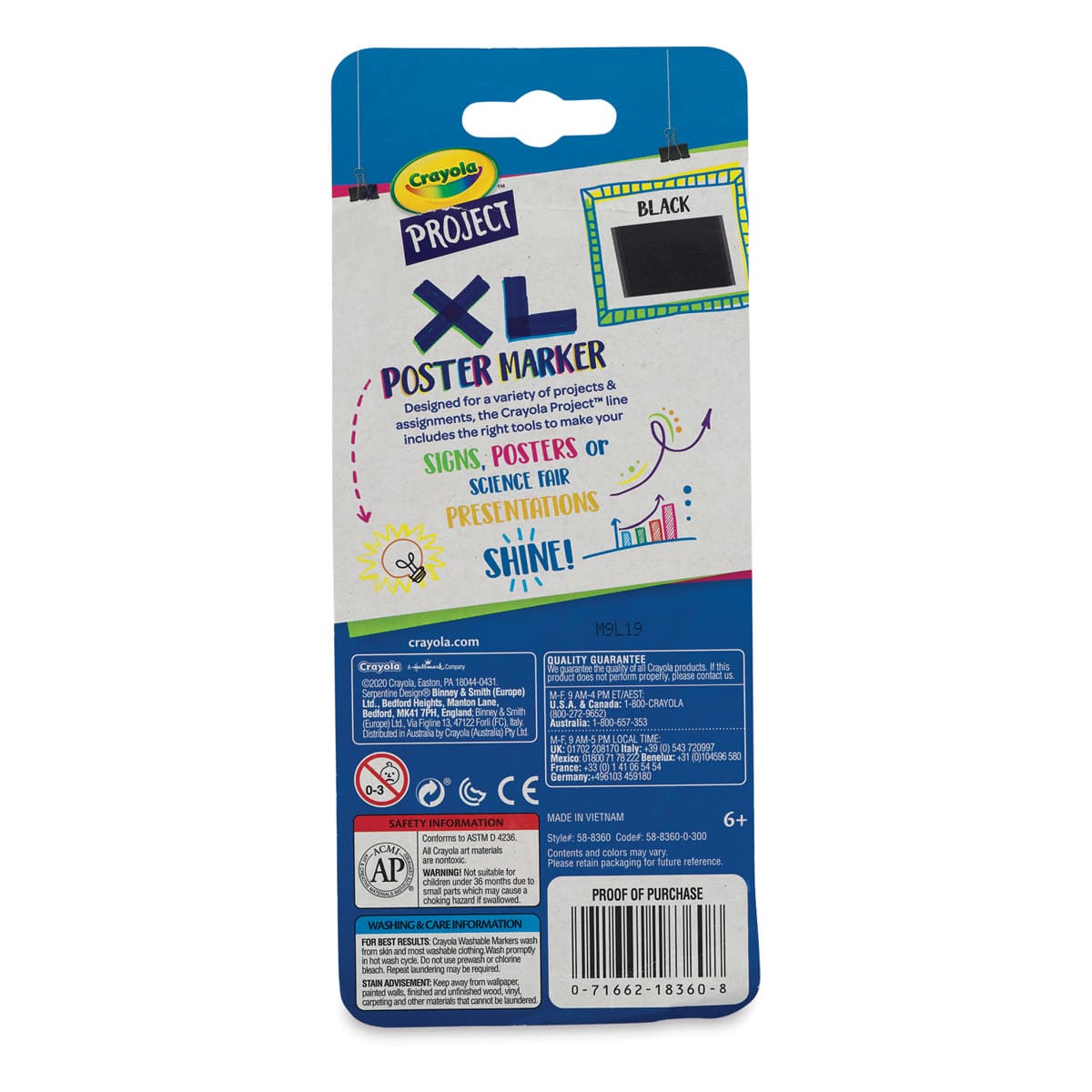 Crayola Project XL Poster Marker - Black (back of package)