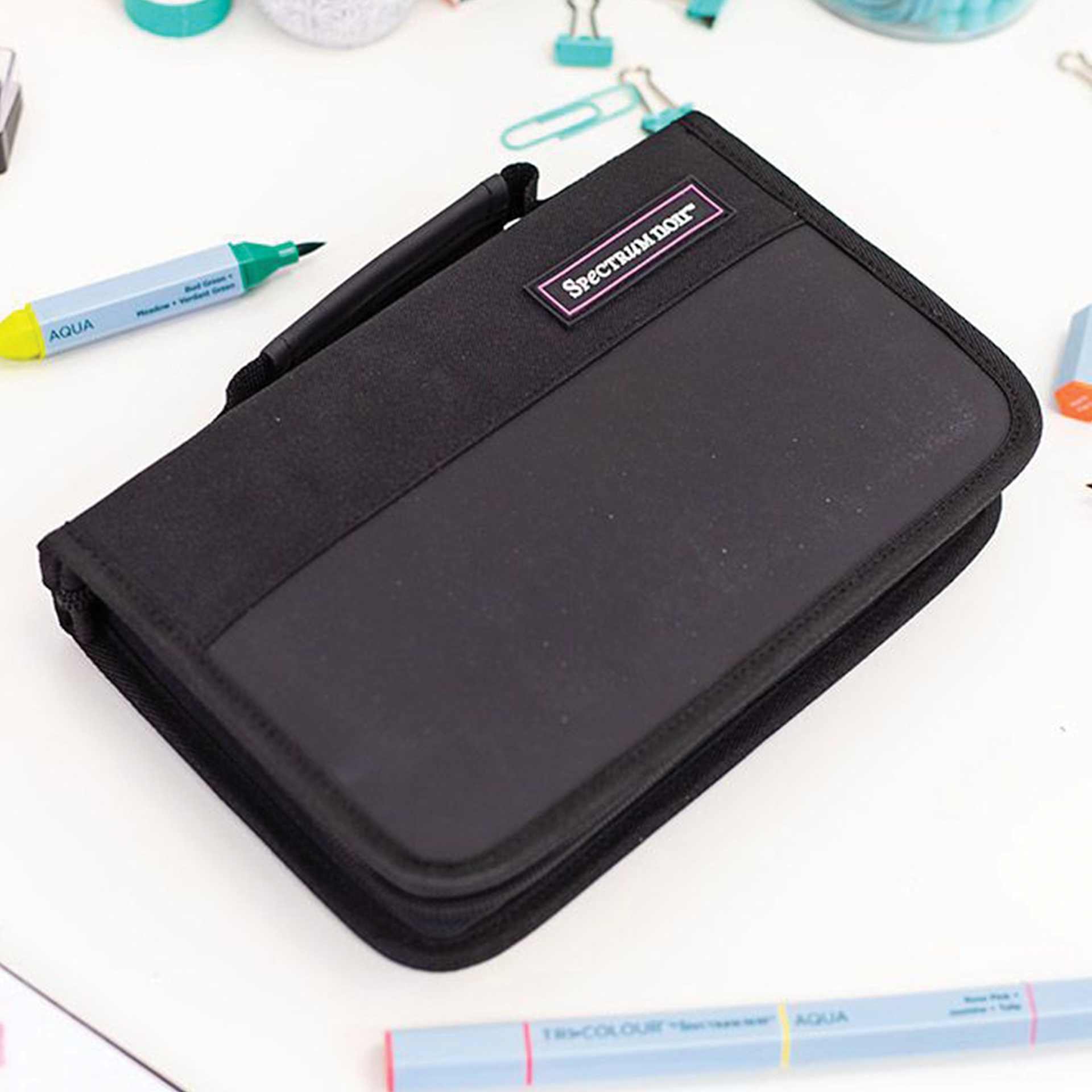 Spectrum Noir Marker Storage Wallet (closed on table, markers not included) Spectrum Noir Marker Storage Wallet (closed on table, markers not included)