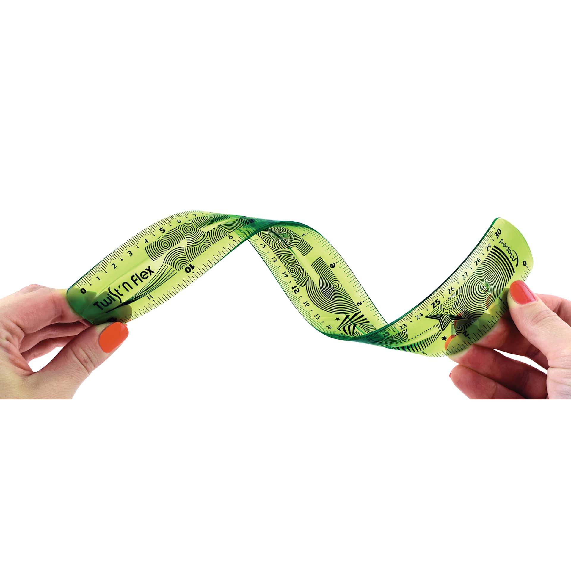 Maped Twist ‘n Flex Ruler - 12", green ruler twisted