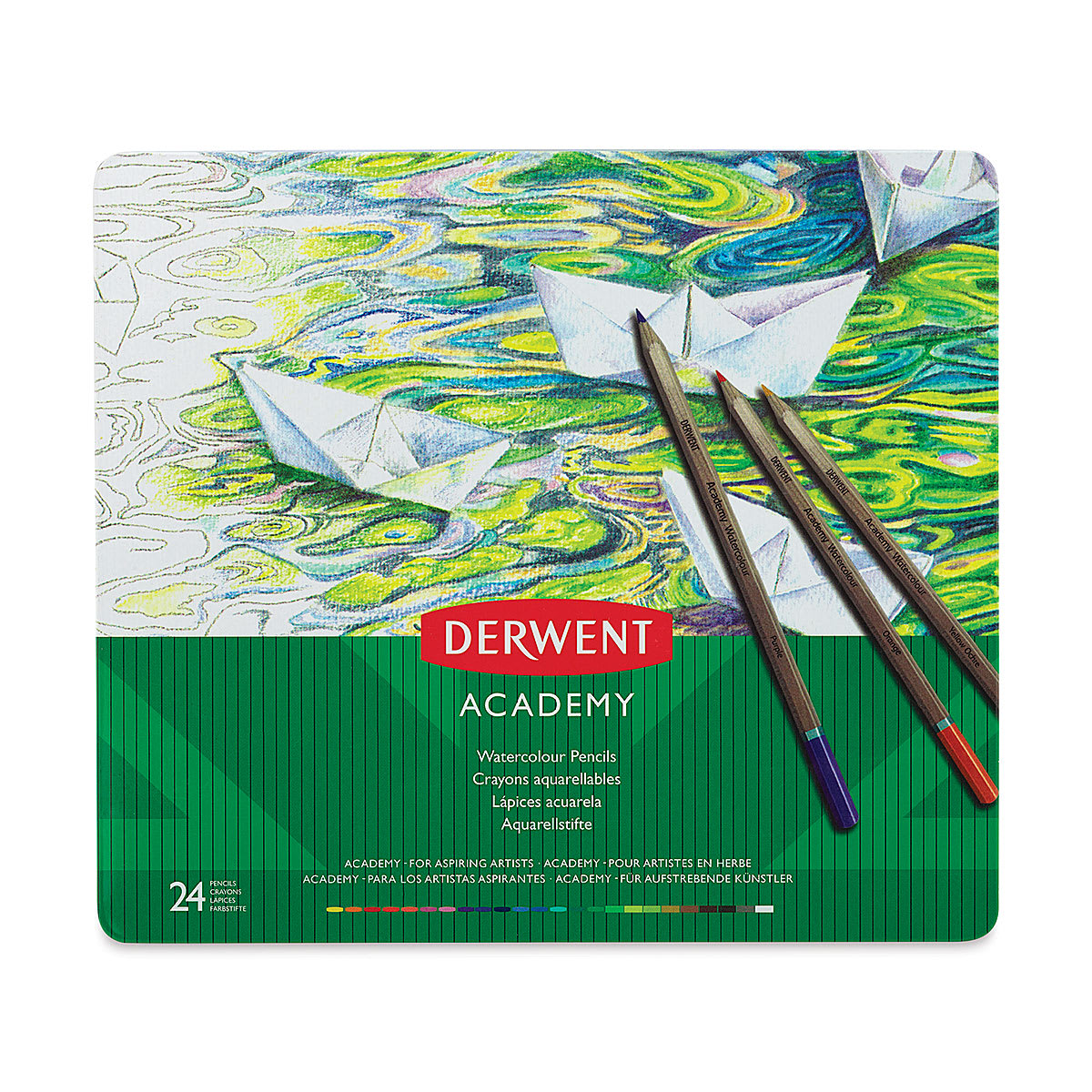 Derwent Academy Watercolor Pencils - Front of package of Set of 24