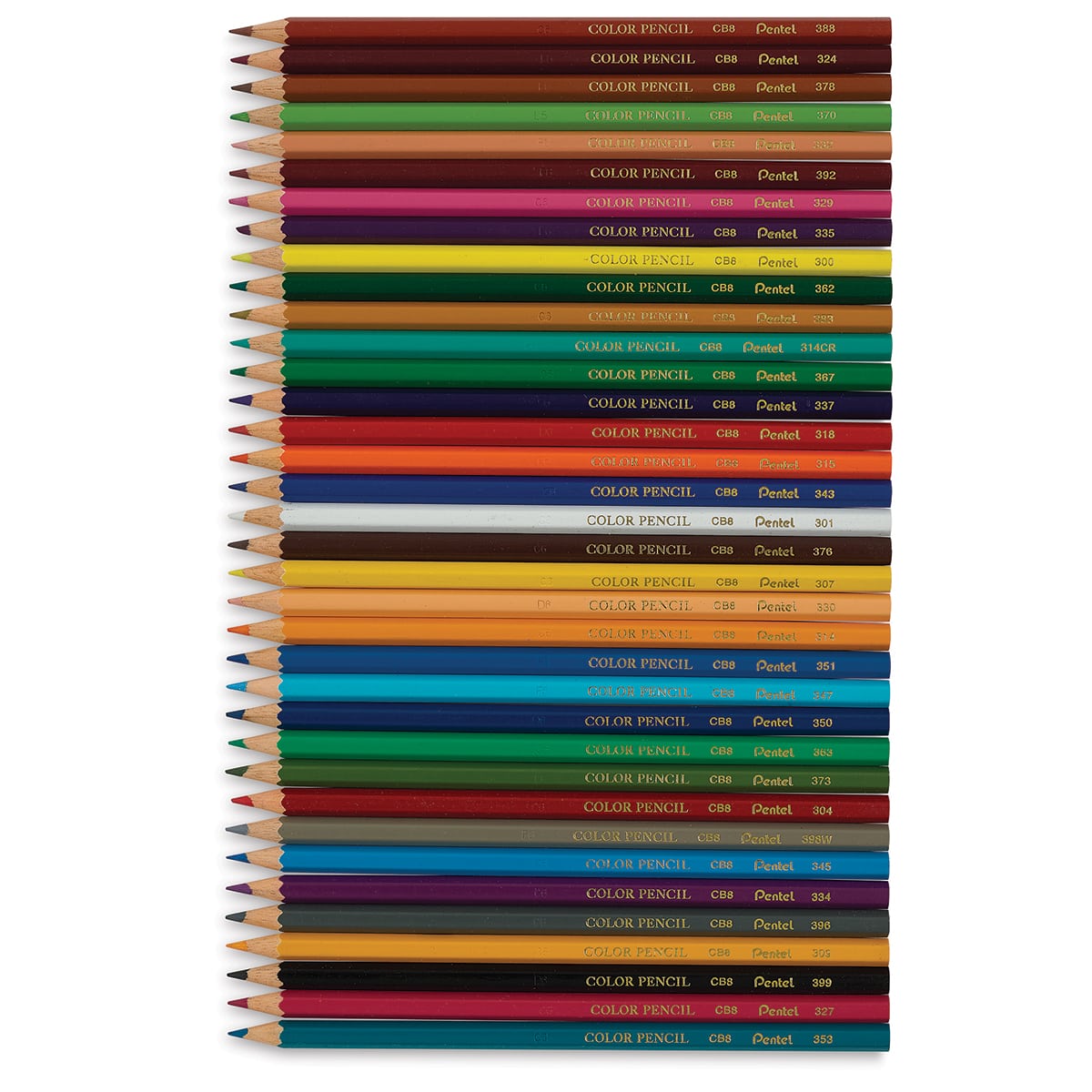 Pentel Arts Color Pencil Sets - 36 pencils shown stacked horizontally