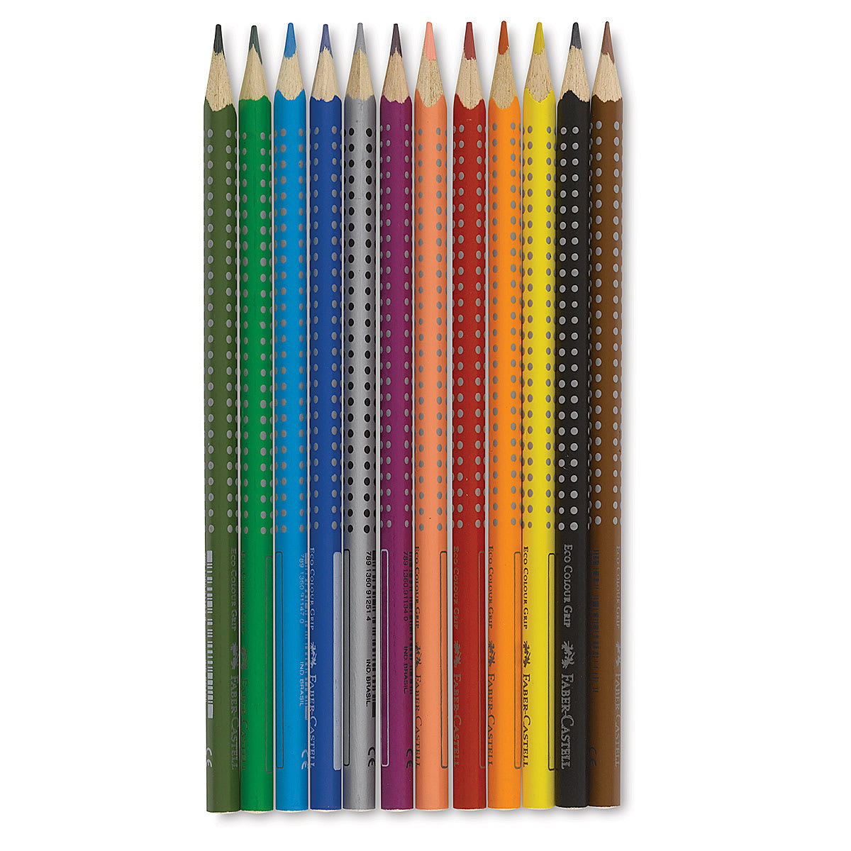 Faber-Castell Grip Colored EcoPencils - Set of 12, colored pencils laid out