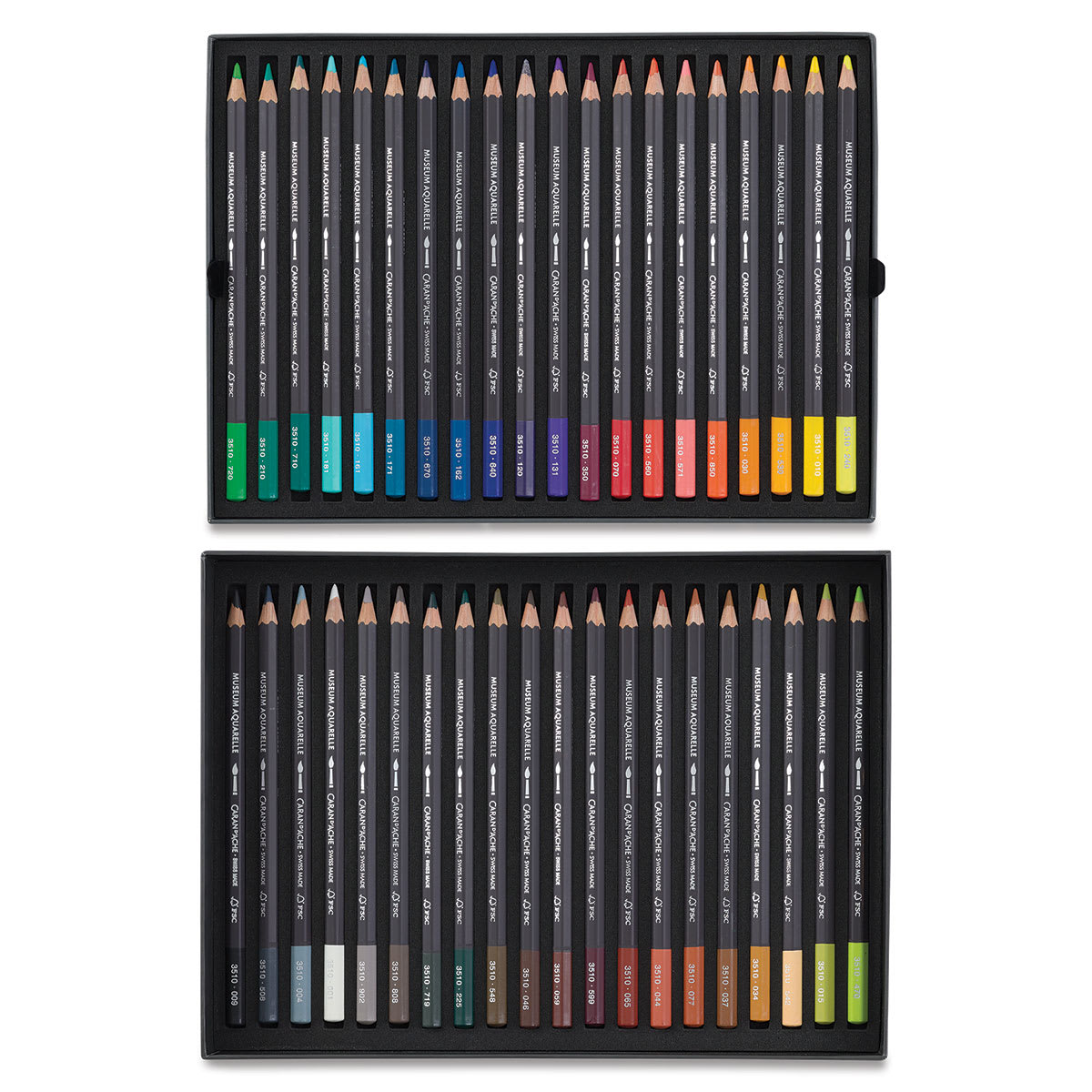 
Caran d'Ache Museum Aquarelle Pencils - 40 pc set shown in trays
