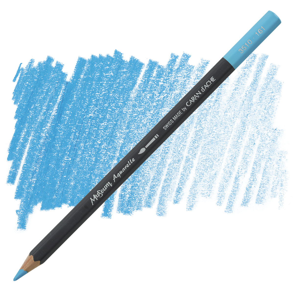 Caran D'Ache Museum Aquarelle Pencil - Light Blue pencil and swatch