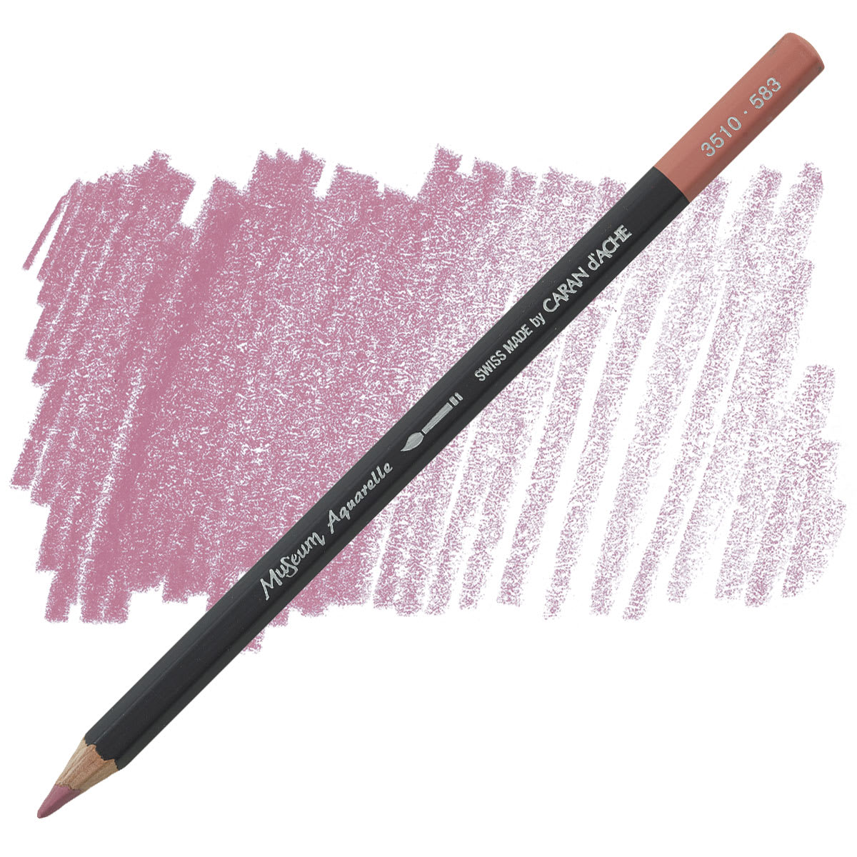 Caran D'Ache Museum Aquarelle Pencil - Violet Pink pencil and swatch