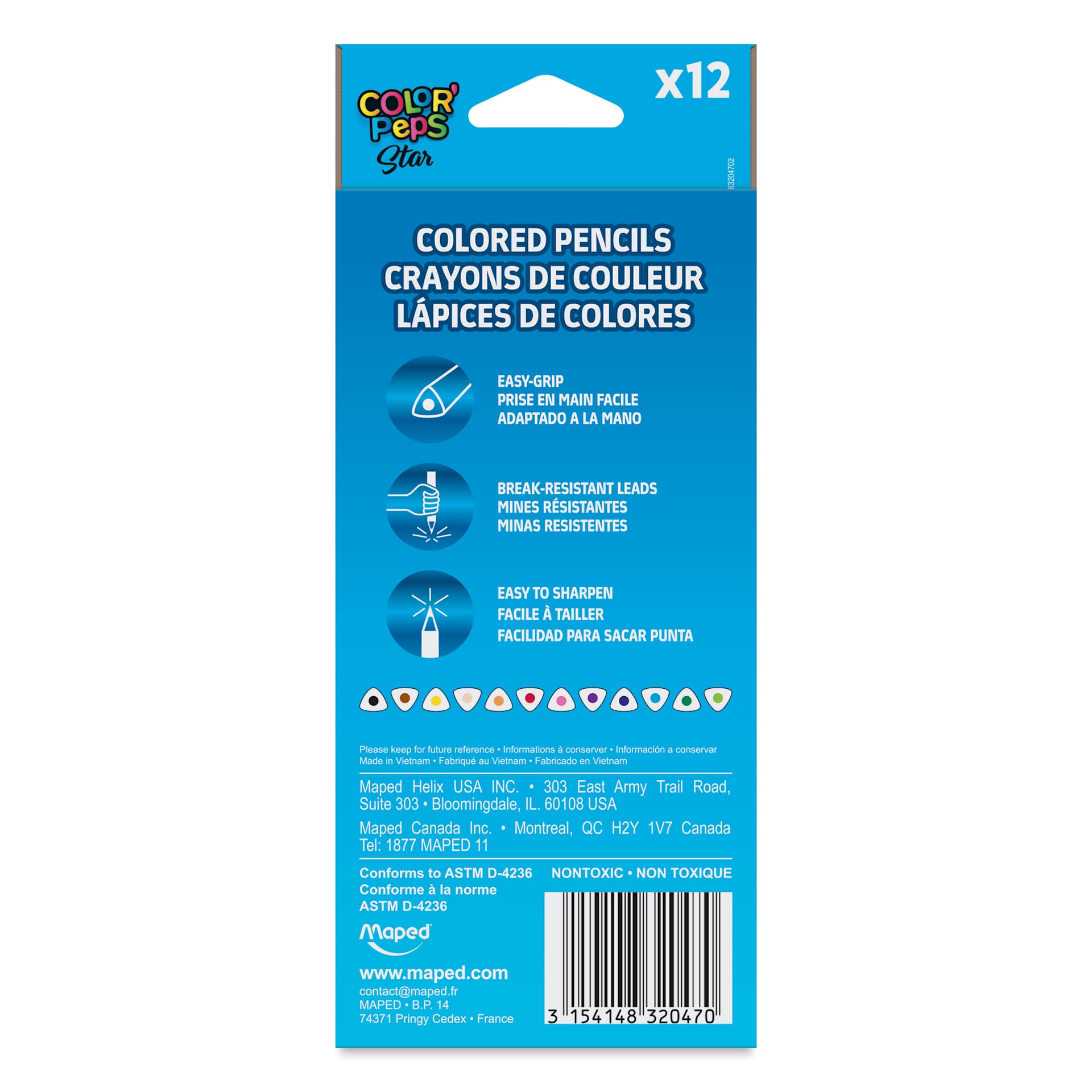 Maped Color'Peps Colored Pencils - Set of 12, back of the packaging