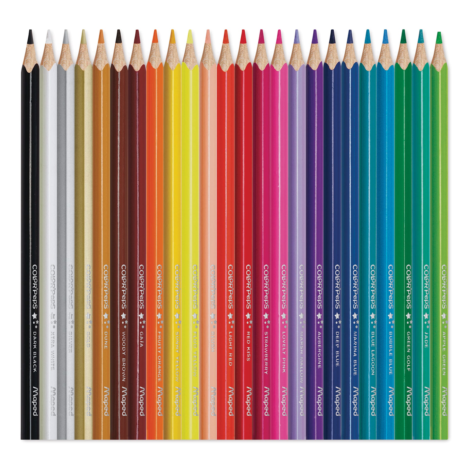 Maped Color'Peps Colored Pencils - Set of 24, pencils laid out
