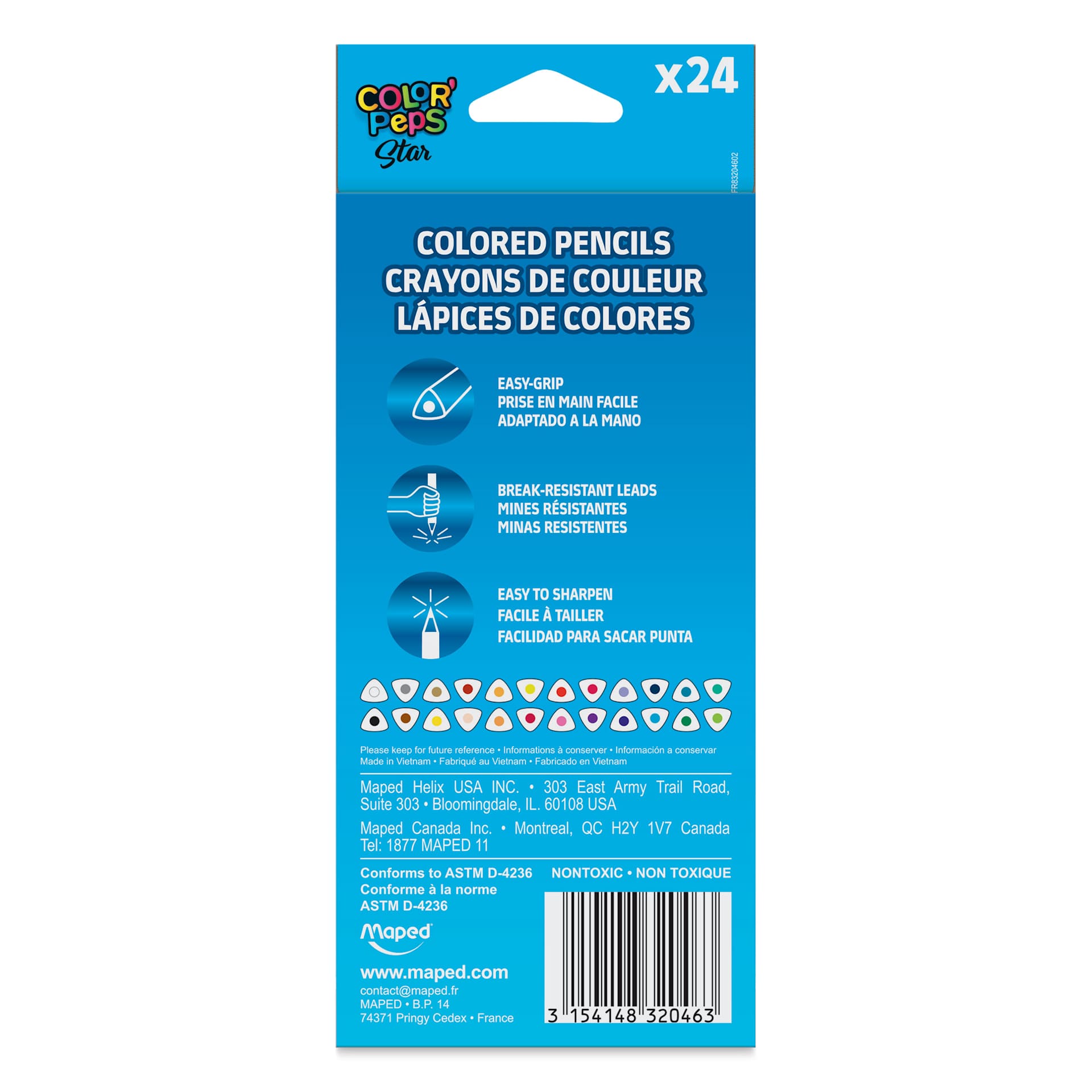 Maped Color'Peps Colored Pencils - Set of 24, back of the packaging