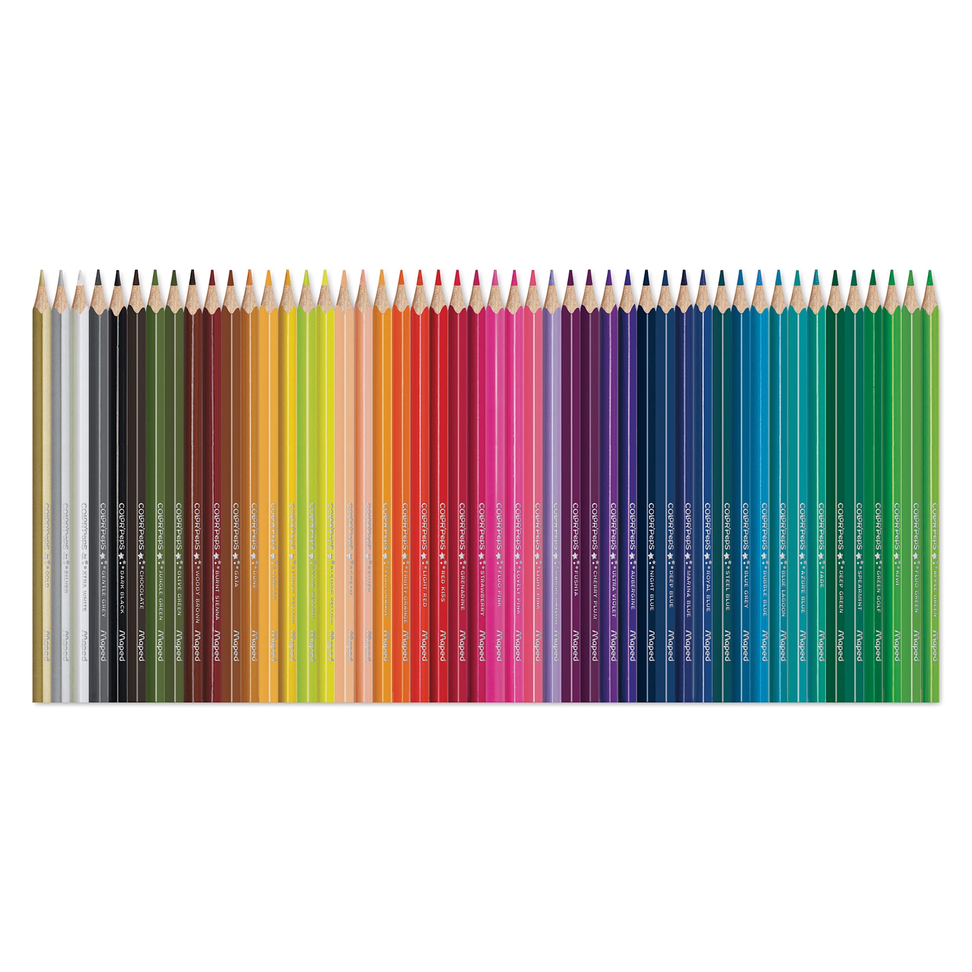 Maped Color'Peps Colored Pencils - Set of 48, pencils laid out