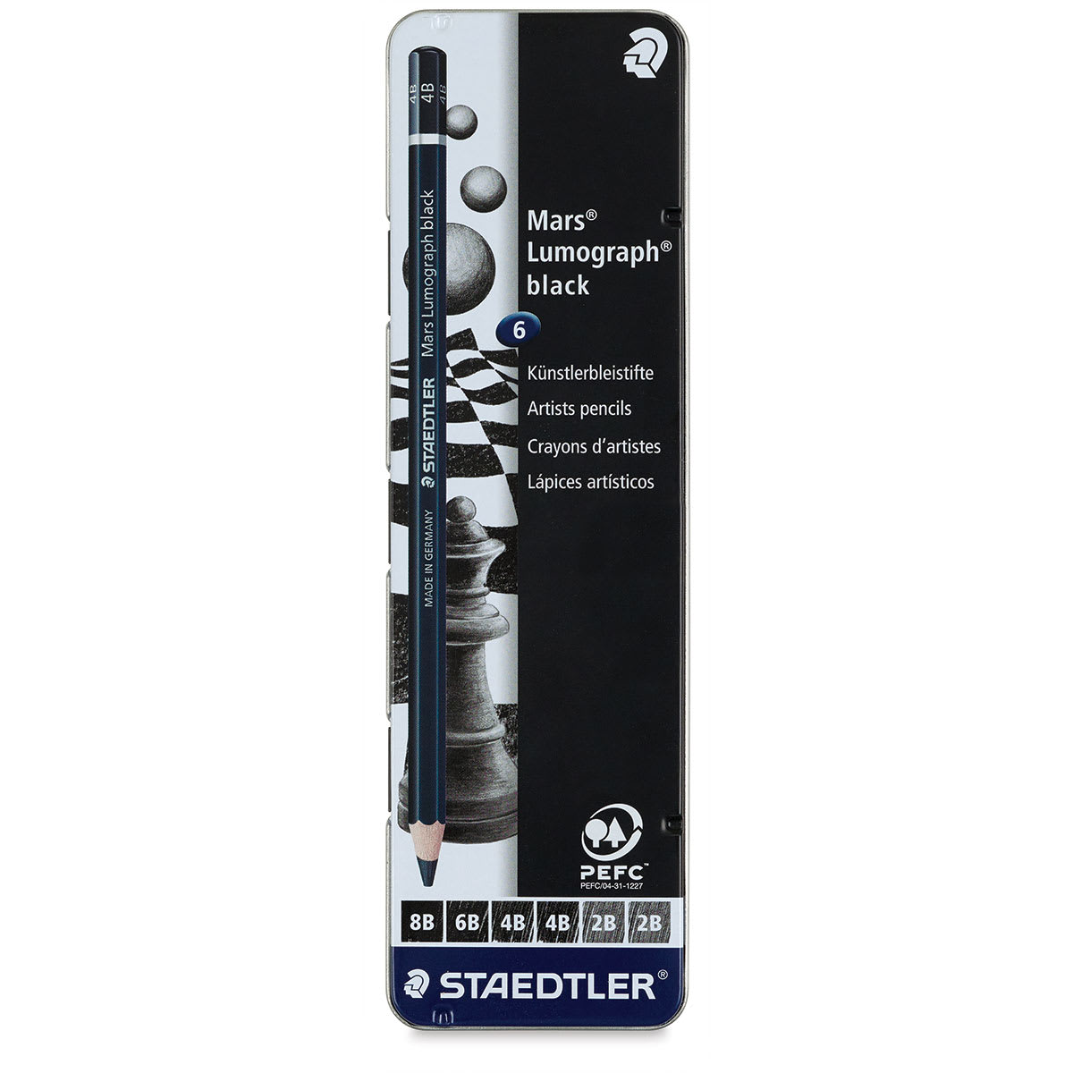 Staedtler Mars Lumograph Black Drawing Pencils - Set of 6 (front of package)
