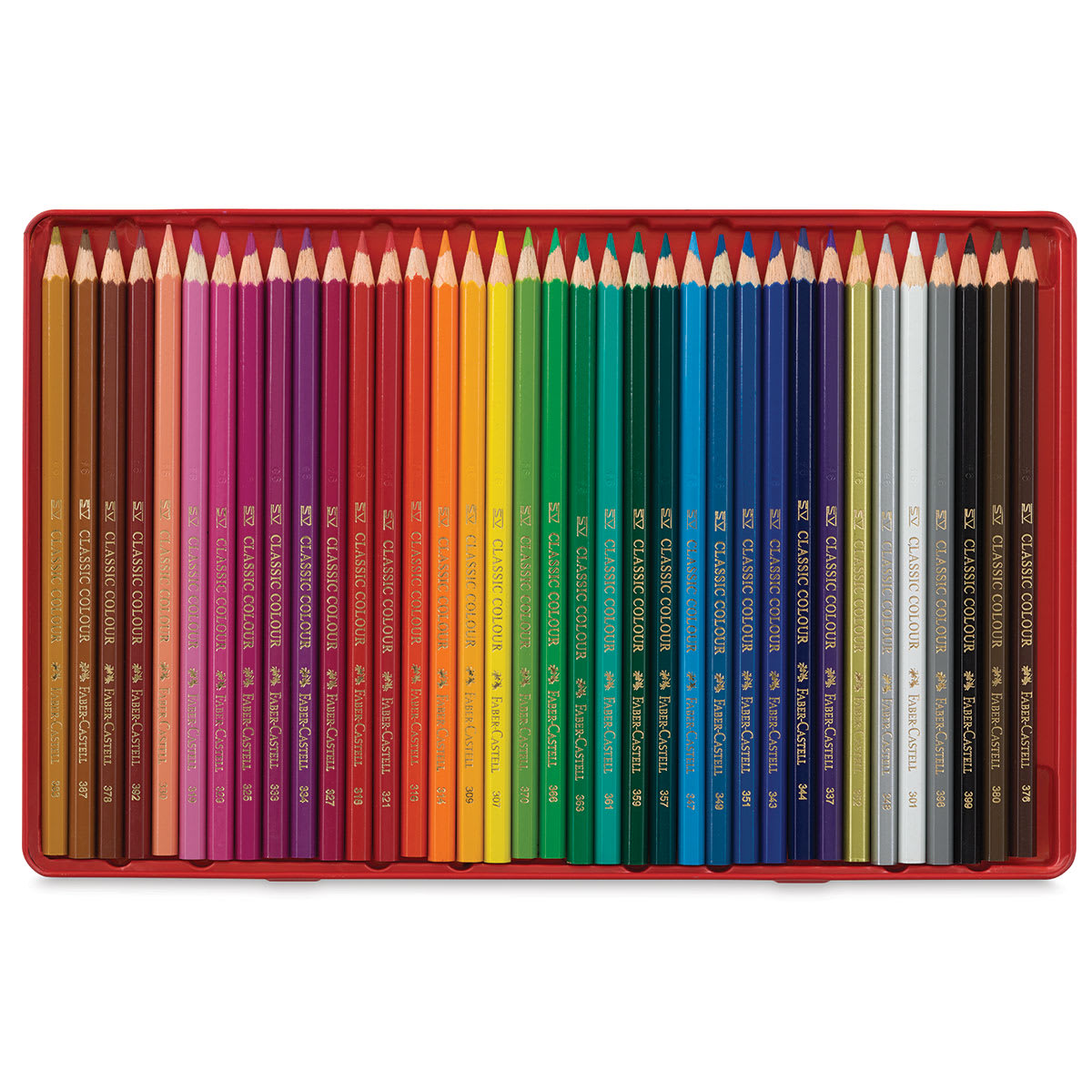 Faber-Castell Classic Color Pencil Sets - Components of set of 36 pencils shown in tray