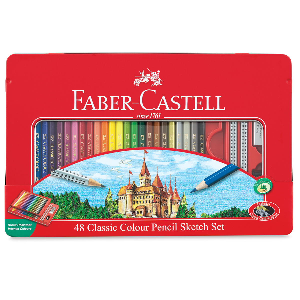 Faber-Castell Classic Color Pencil Sets - Top view of package of 48 pencils