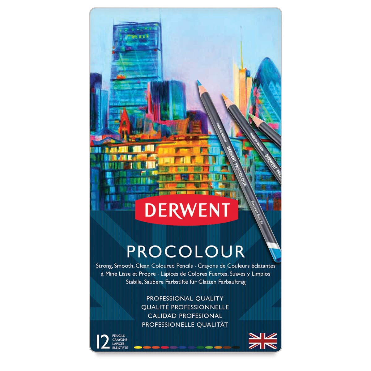 Derwent ProColour Colored Pencils - Set of 12 (front of tin)