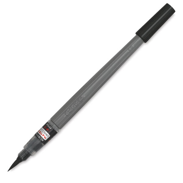 Pentel Arts Pigment Ink Color Brush Black Medium Tip, shown open