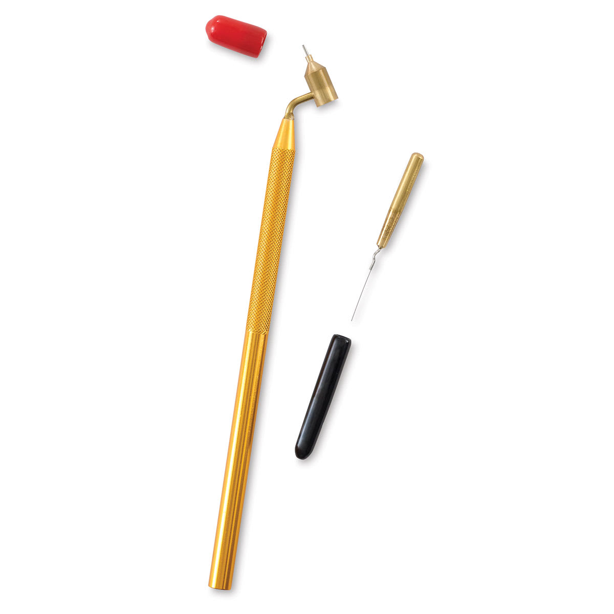 Kingart Painting Pens - Single pen with cap removed and ink well adjacent
