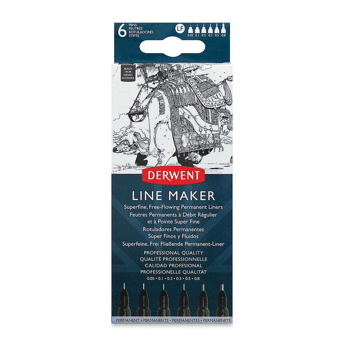 Derwent Line Makers - Black, Pkg of 6 (in package)