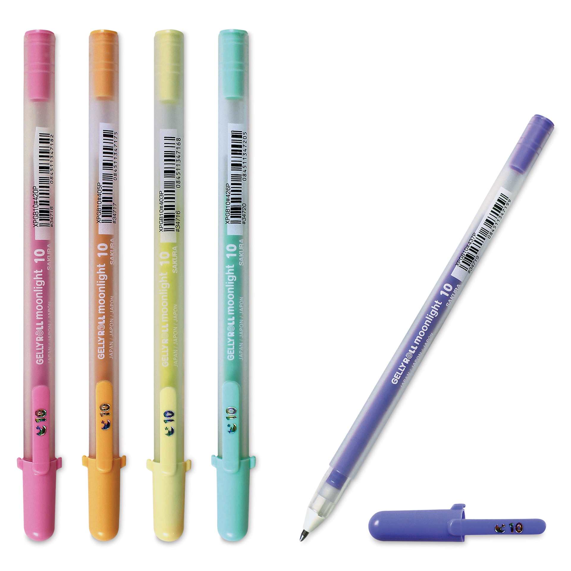 Sakura Gelly Roll Moonlight Pens - Pastel, Set of 5, Bold, pens out of packaging one with cap off