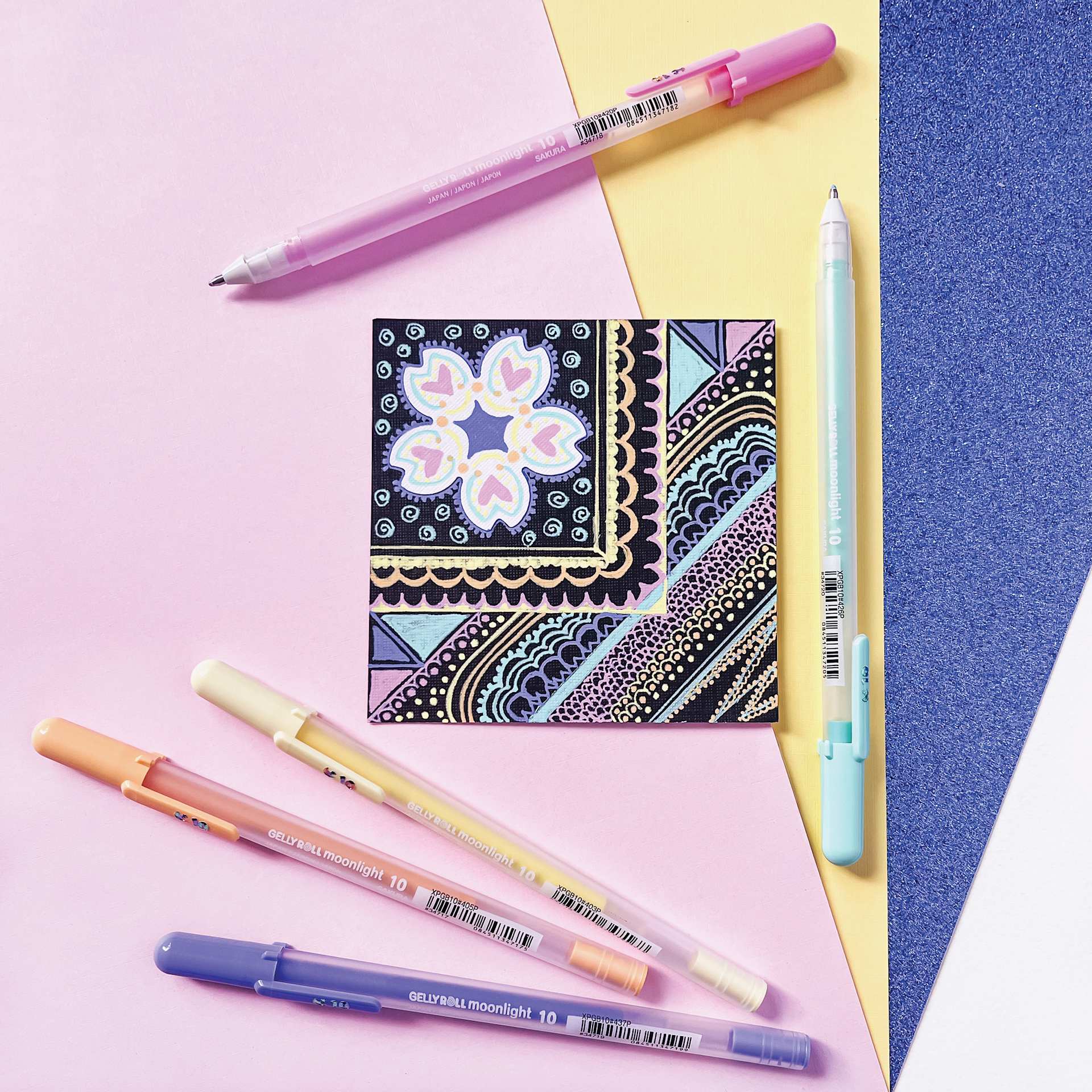 Sakura Gelly Roll Moonlight Pens - Pastel, Set of 5, Bold, geometric artwork