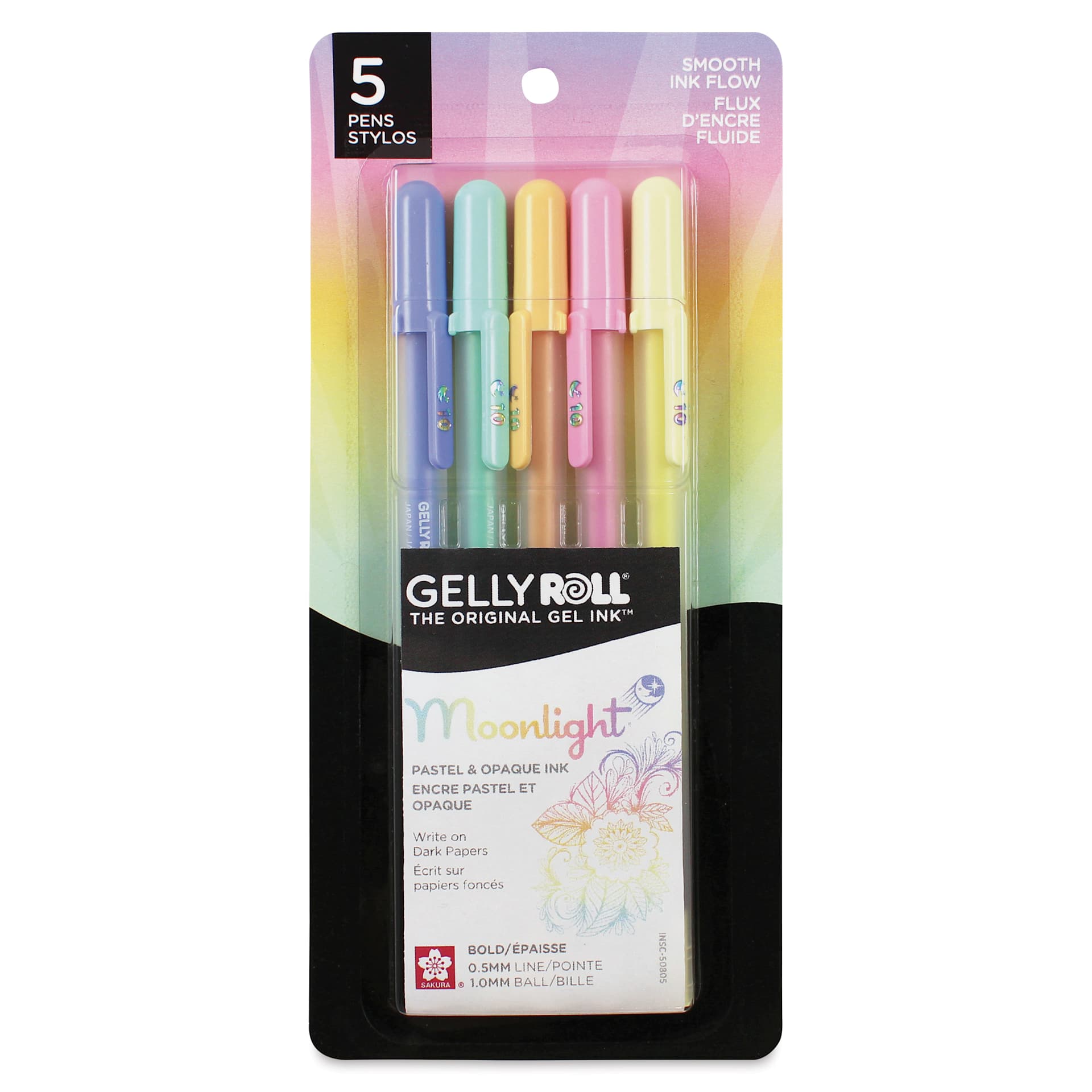 Sakura Gelly Roll Moonlight Pens - Pastel, Set of 5, Bold front of packaging