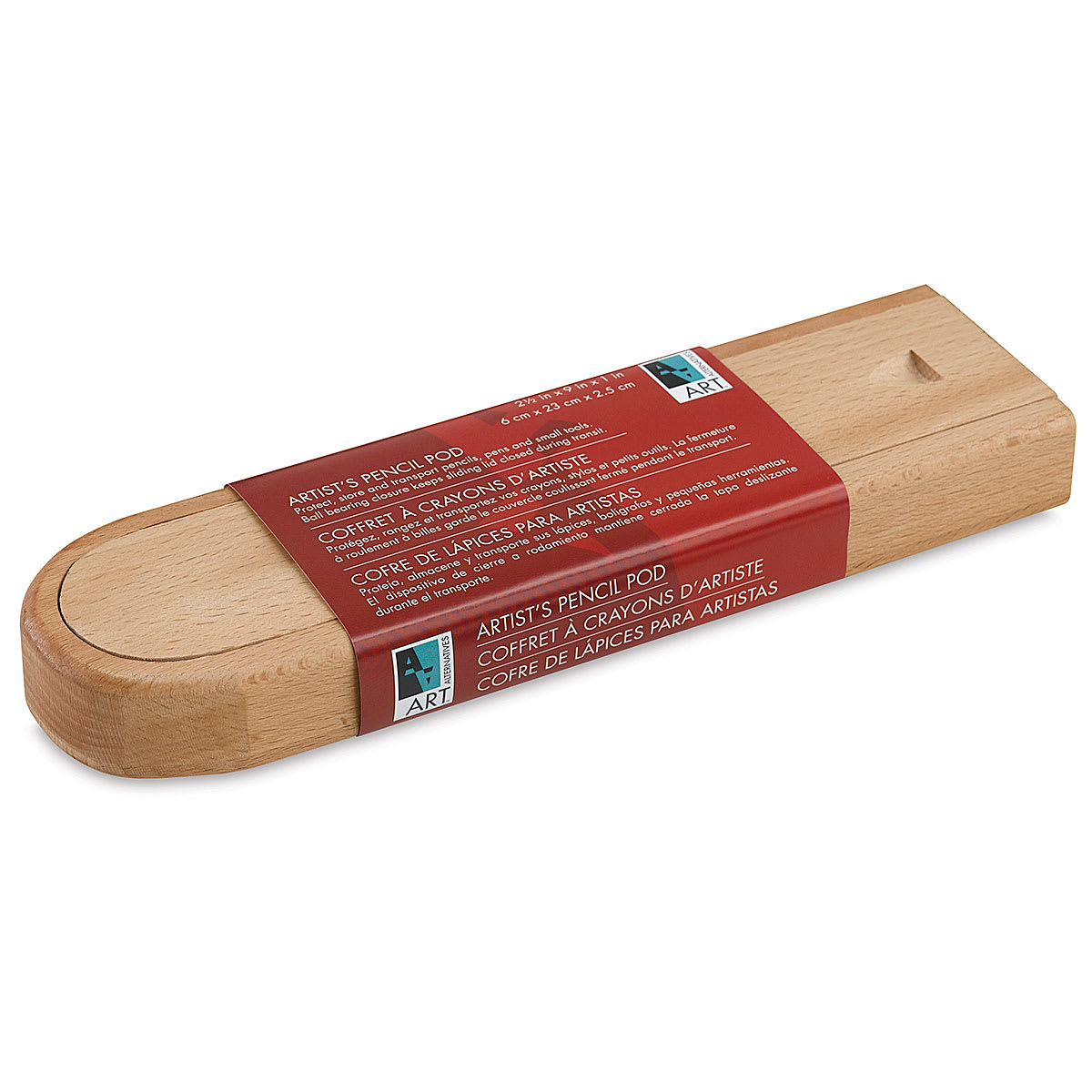 Art Alternatives Artist's Pencil Pod - Angled view of Pencil case with package
