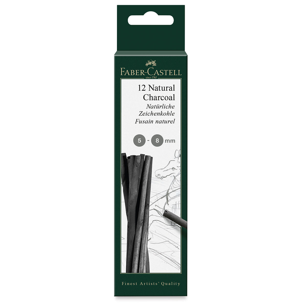 Faber-Castell Pitt Natural Willow Charcoal - Front of package of Set of 12, 5-8 mm Faber-Castell Pitt Natural Willow Charcoal - Front of package of Set of 12, 5-8 mm
