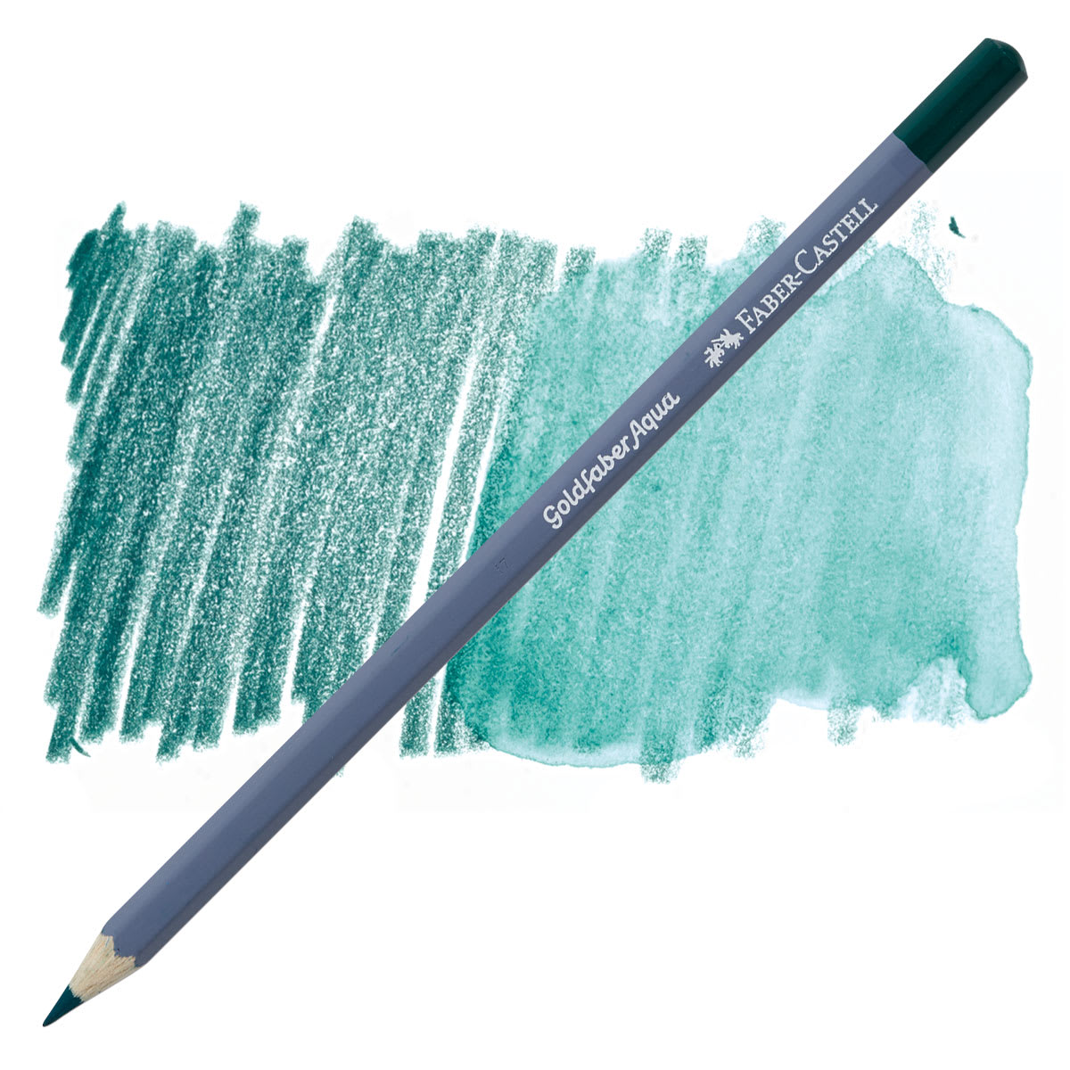 Faber Castell Goldfaber Aqua Watercolor Pencil - Deep Cobalt Green 158 pencil and swatch