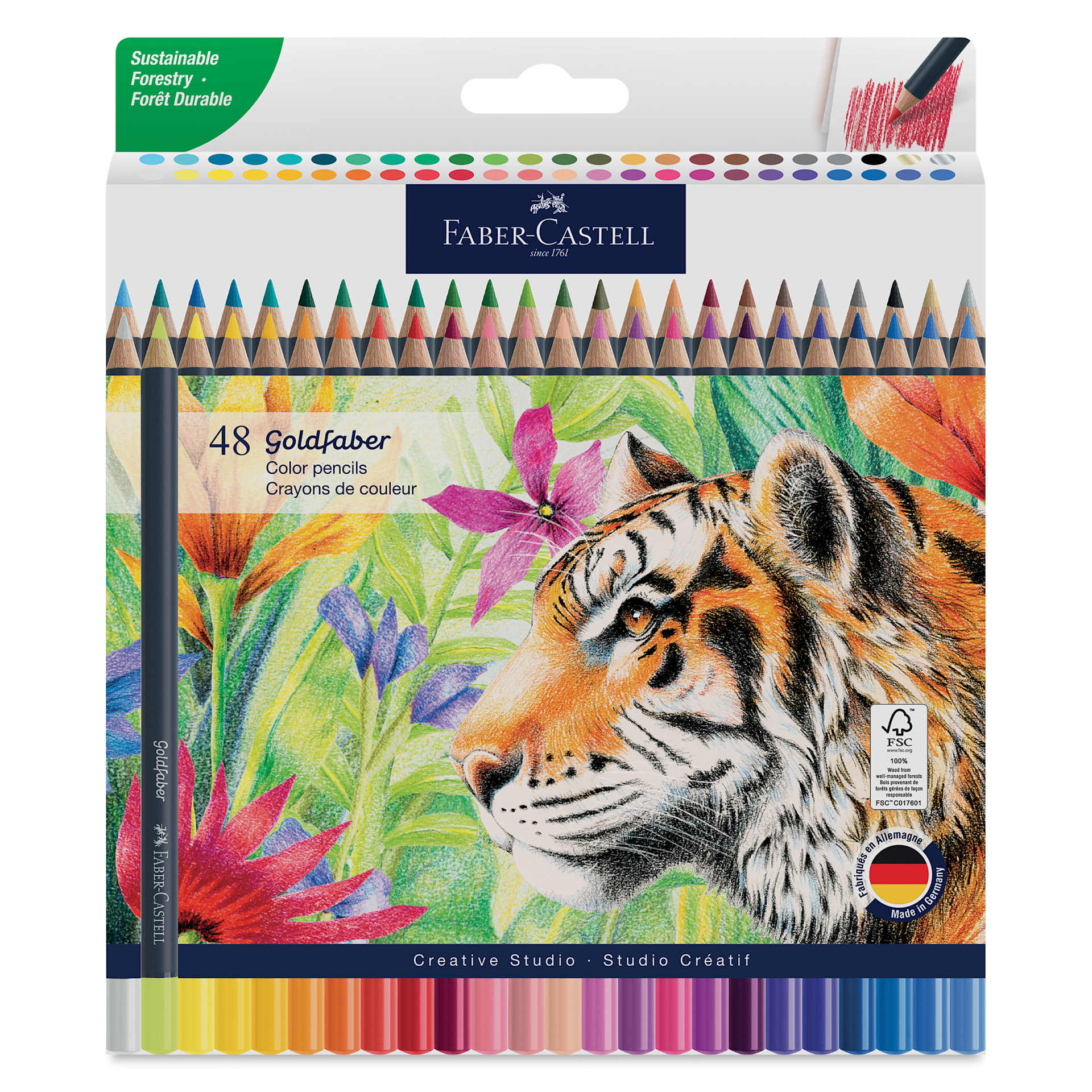 Faber-Castell Goldfaber Color Pencils - Set of 48, Assorted Colors, front of packaging