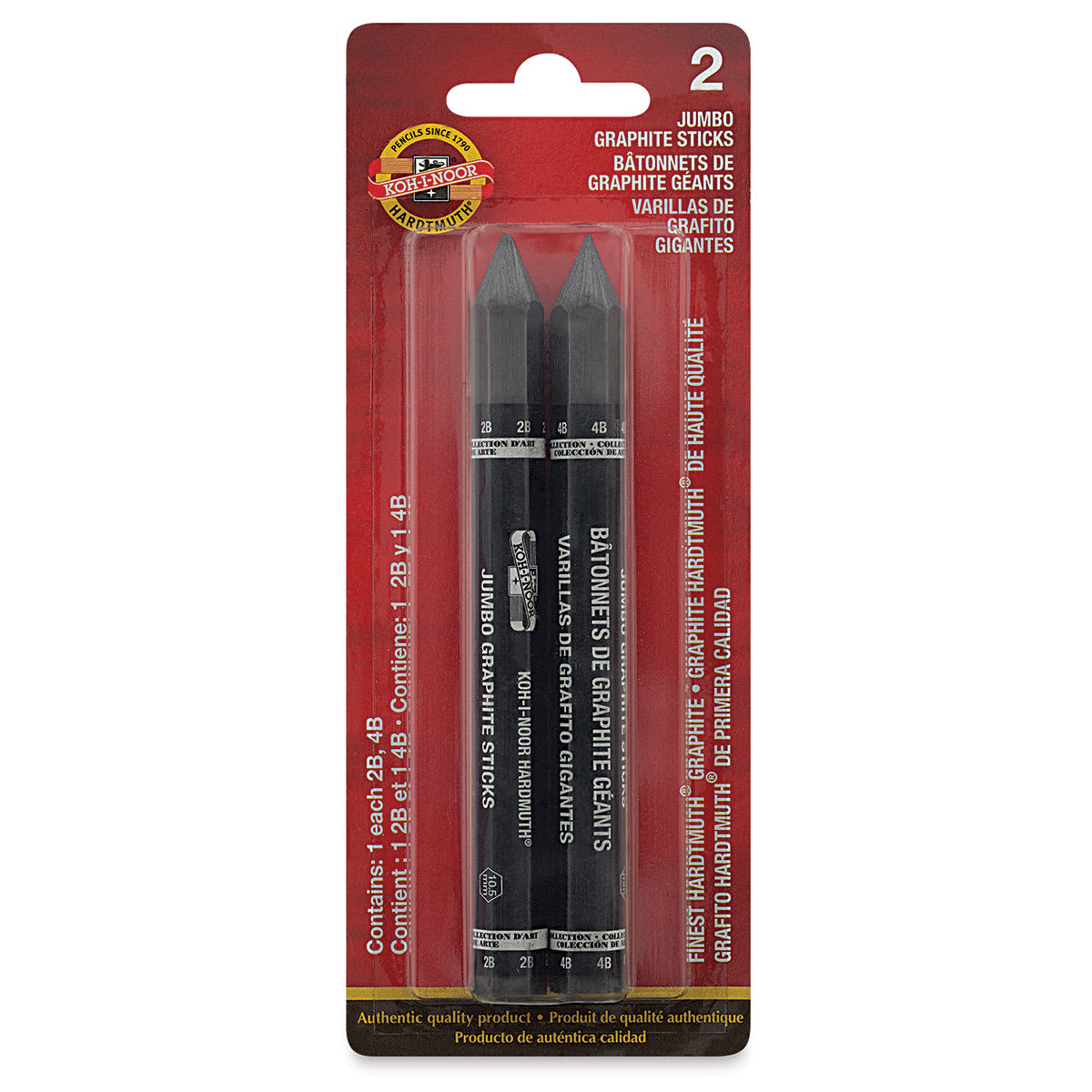 Koh-I-Noor Jumbo Graphite Sticks - Front of blister package of 2 Sticks