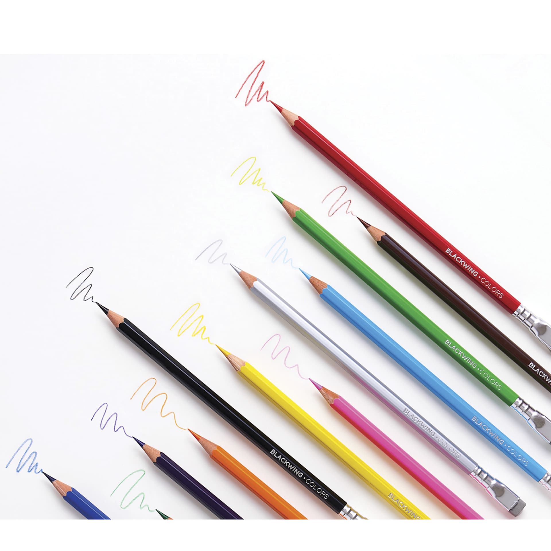 Blackwing Colors Coloring Pencils - Set of 12 - close-up of pencils at 45 degree angle