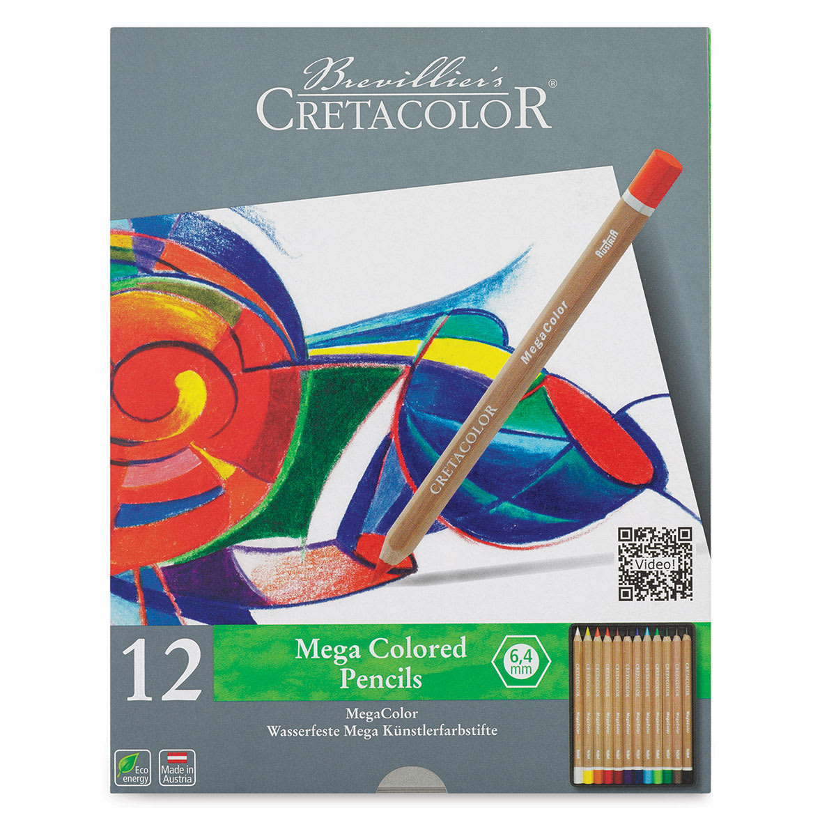 Cretacolor Mega Colored Pencil Sets - Top view of cover of 12 pc Set
