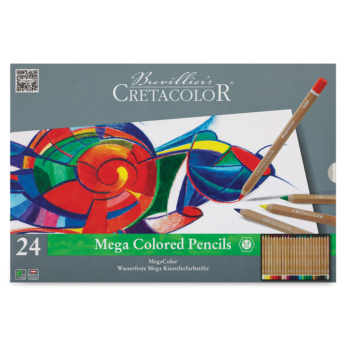 Cretacolor Mega Colored Pencil Sets - Top view of cover of 24 pc Set