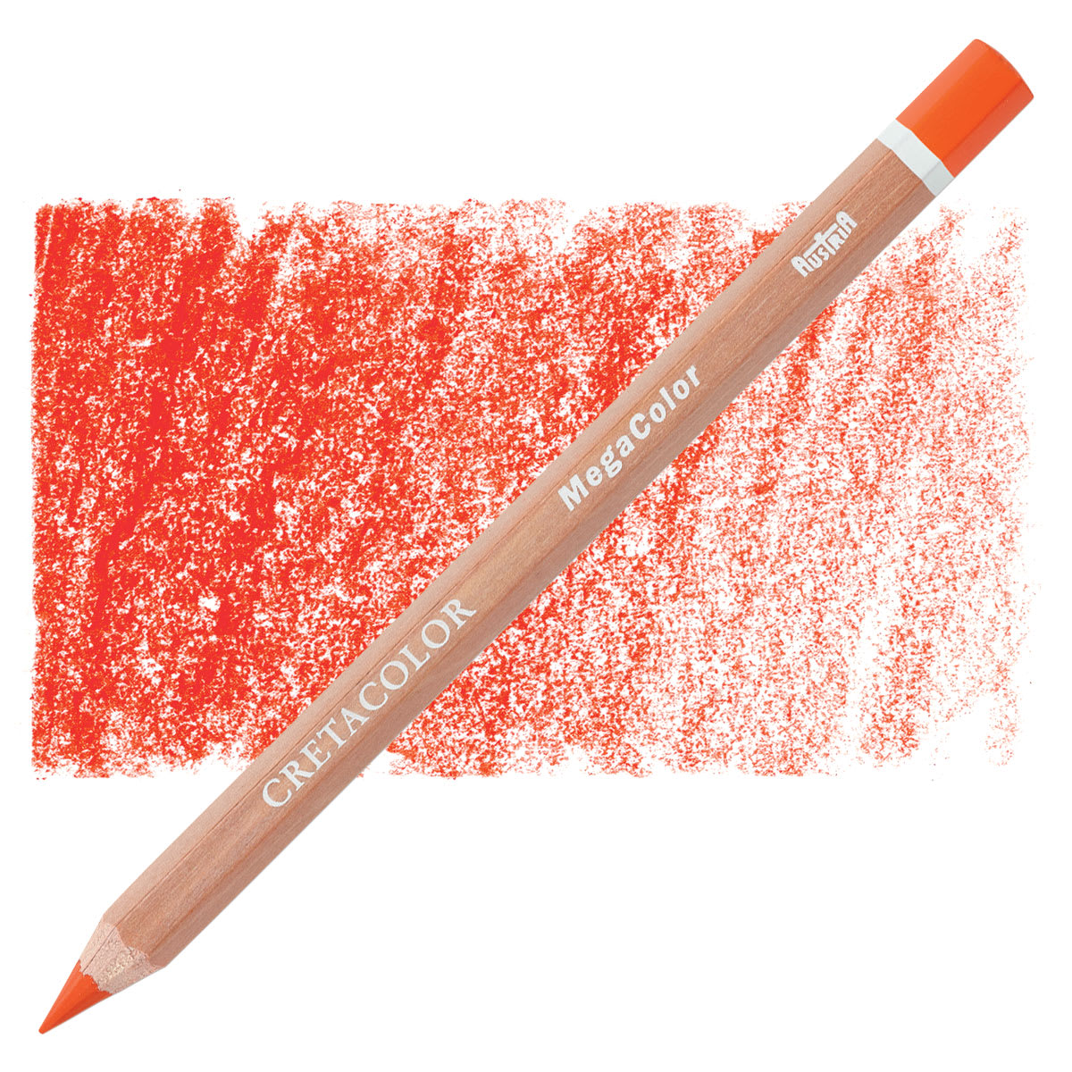 Cretacolor Mega Colored Pencil - Permanent Red Light pencil and swatch