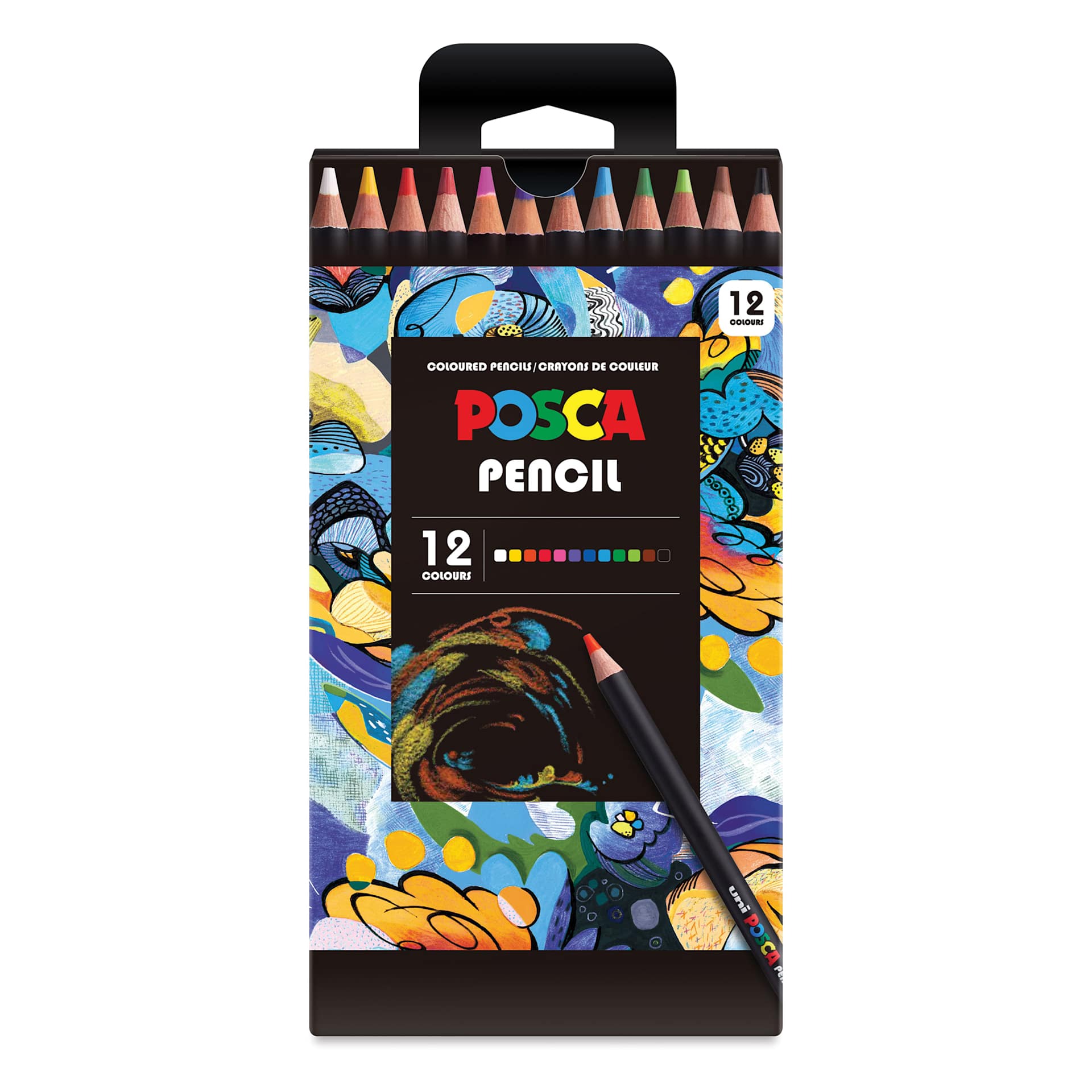 Posca Colored Pencils - Set of 12, Assorted Colors, front of packaging