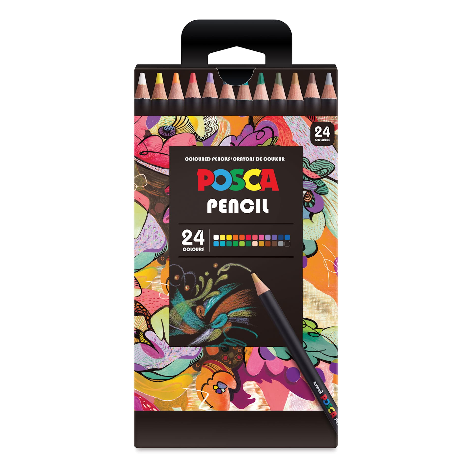 Posca Colored Pencils - Set of 24, Assorted Colors, front of packaging