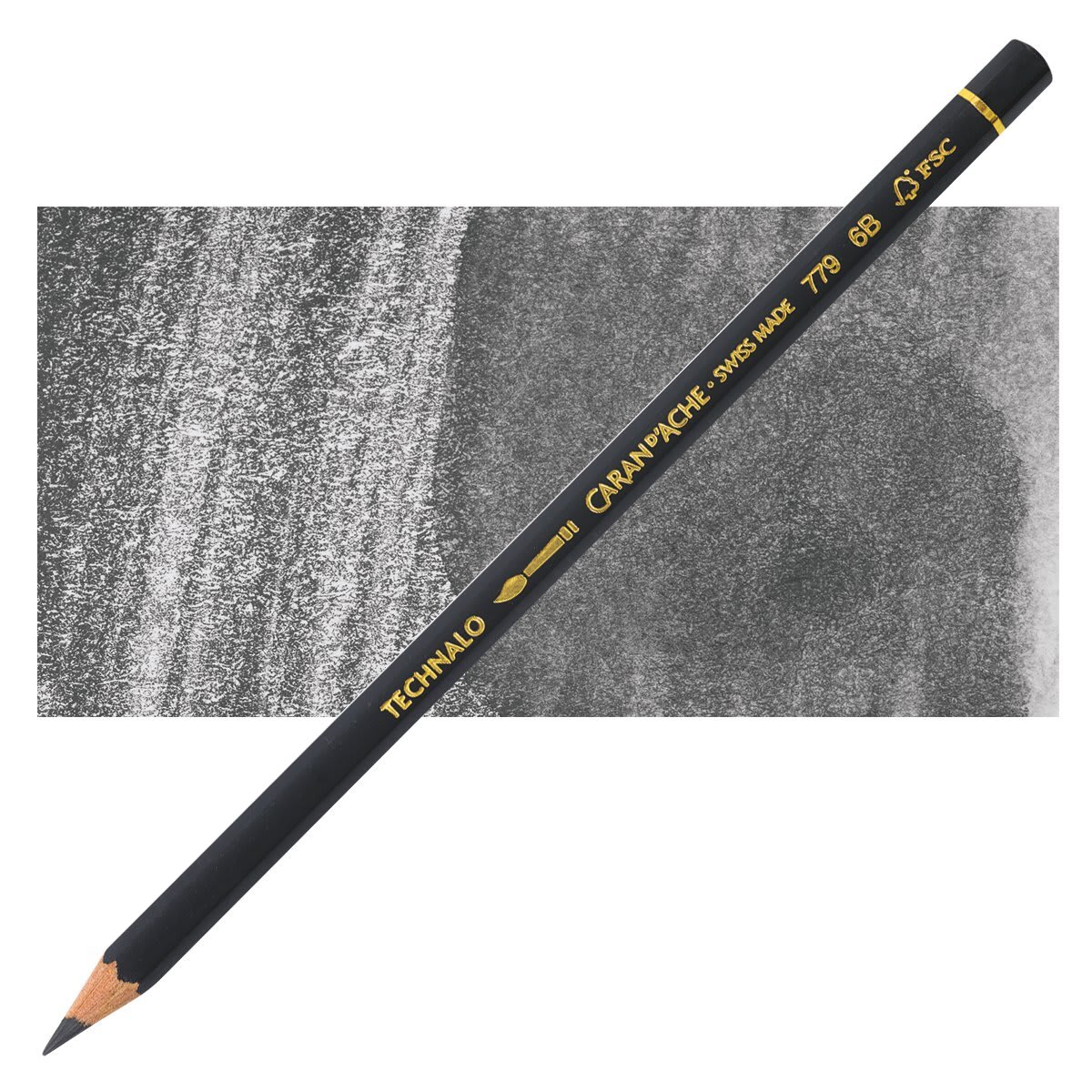 Caran d'Ache Technalo Water Soluble Graphite Pencil - 6B pencil and swatch