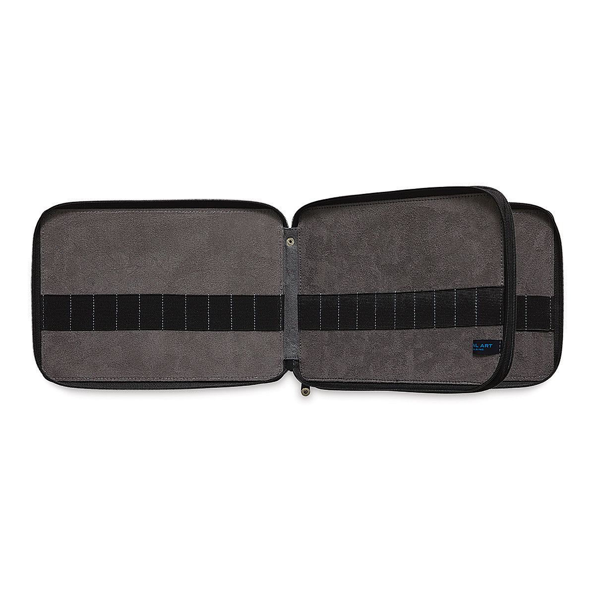 Speedball Canvas Pencil Case - Steel Blue, for 120 Pencils, opened