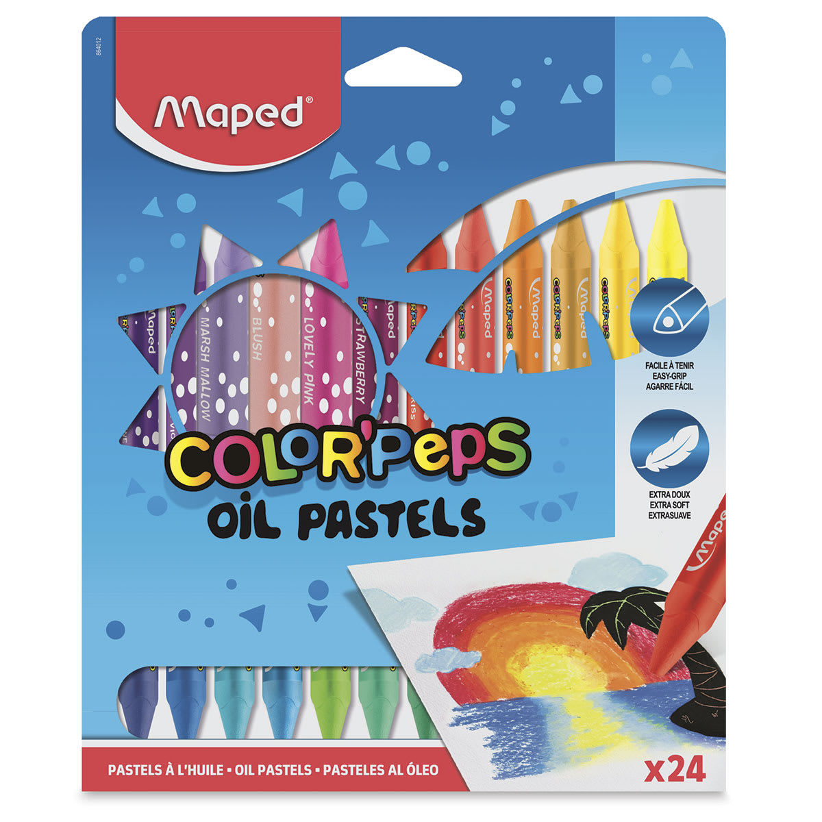 Maped Color'Peps Triangular Oil Pastels - Front of package of Set of 24 