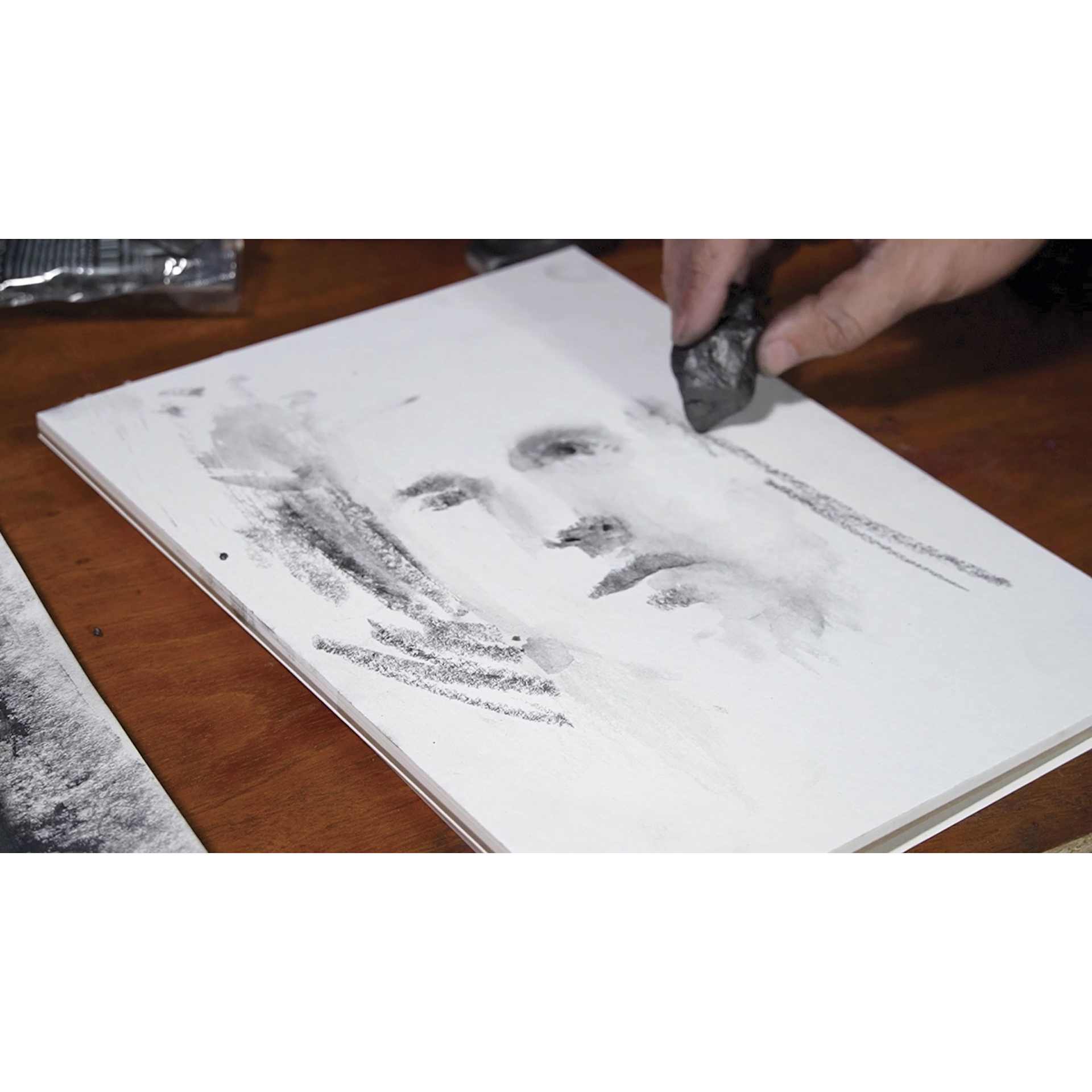 Viarco ArtGraf No. 1 Kneadable Graphite Putty, unfinished portrait drawn with graphite putty