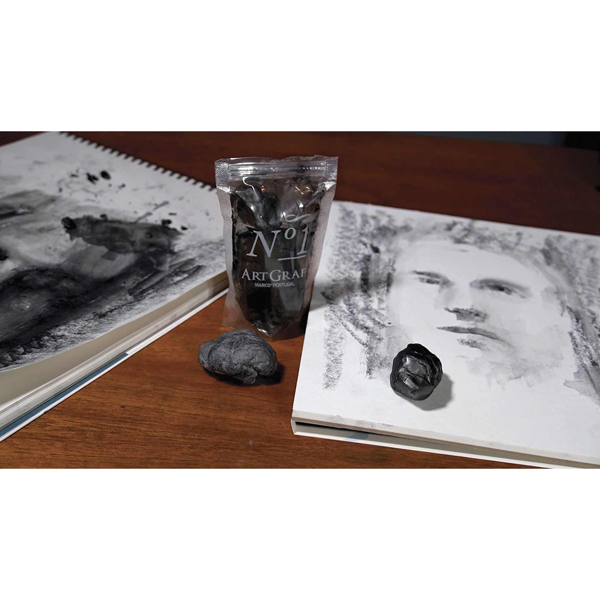 Viarco ArtGraf No. 1 Kneadable Graphite Putty, finished portrait drawn with graphite putty