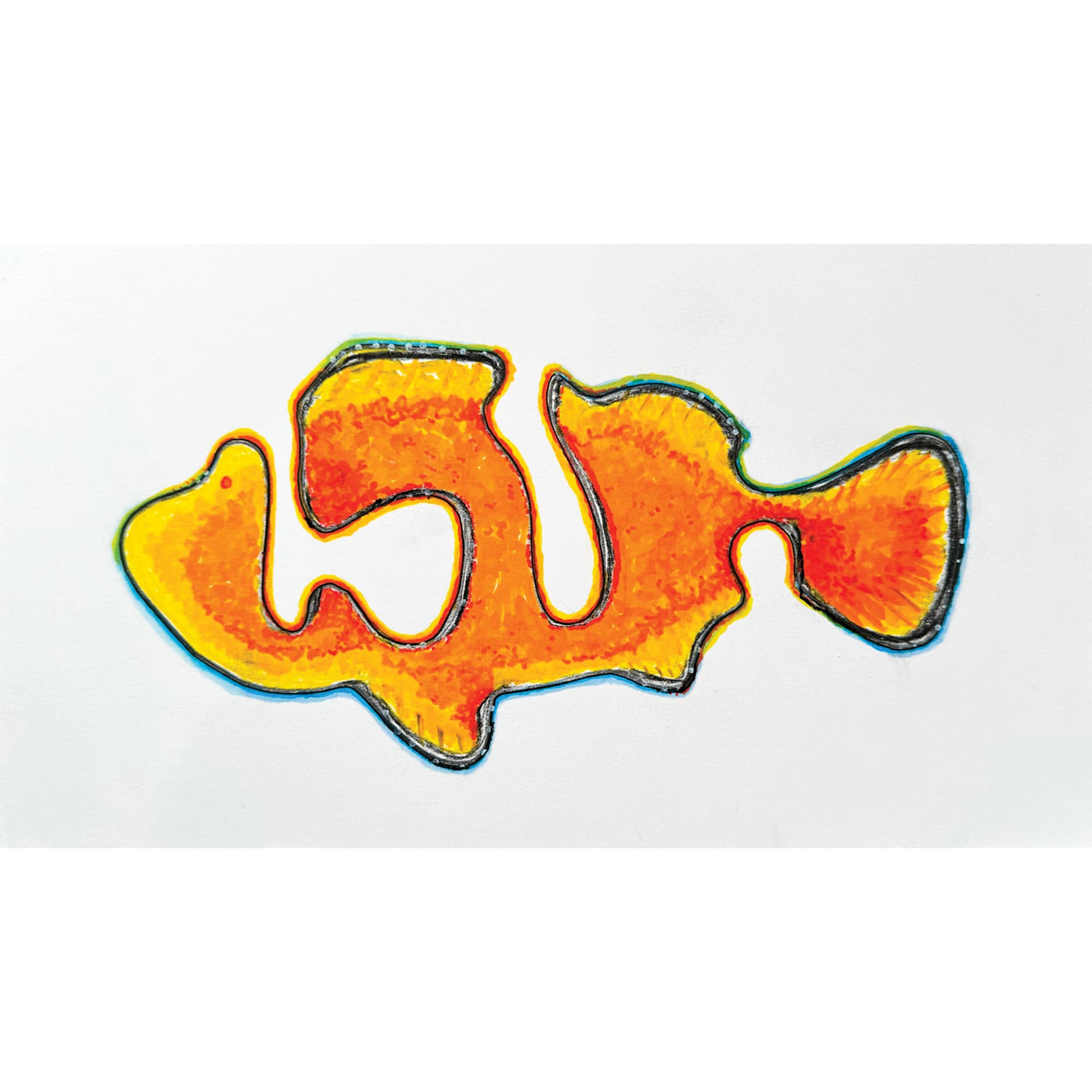 Roylco Jumbo Stencil Set - Mindfulness Tracers - finished fish drawing made with stencil