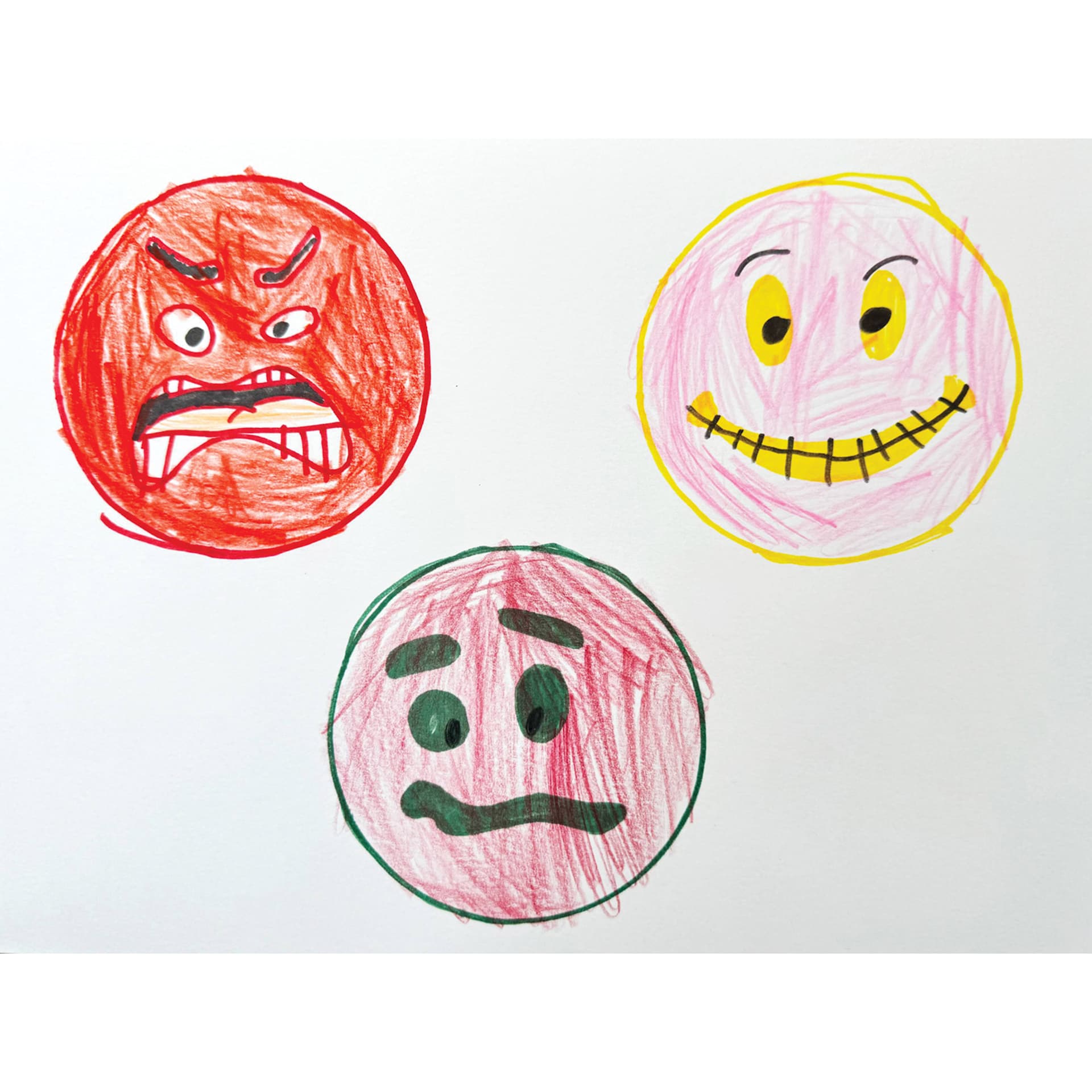Roylco Jumbo Stencil Set - Emotion Tokens - finished drawing examples made with stencils