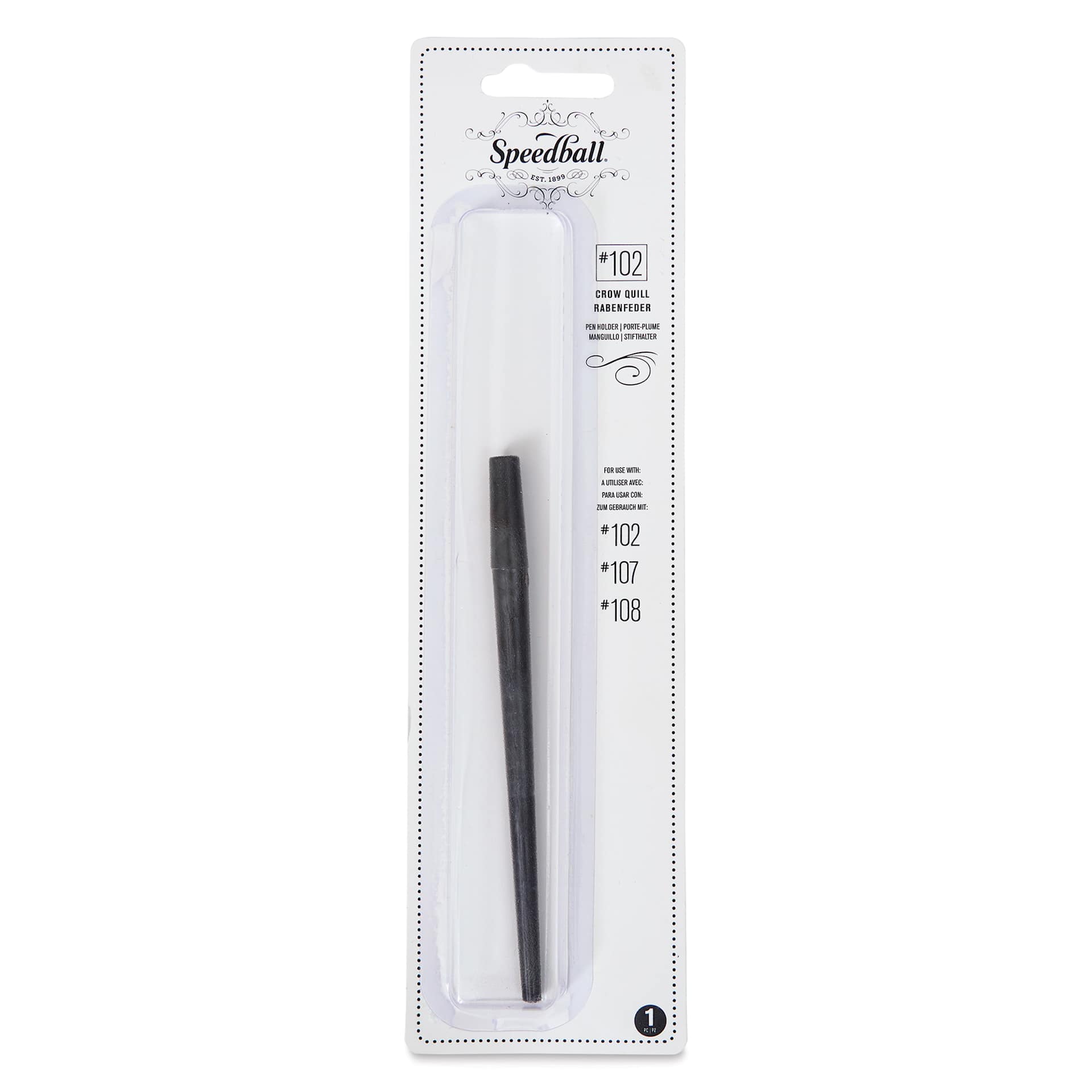 Speedball Hunt No. 102 Crow Quill Pen Holder, front of the packaging