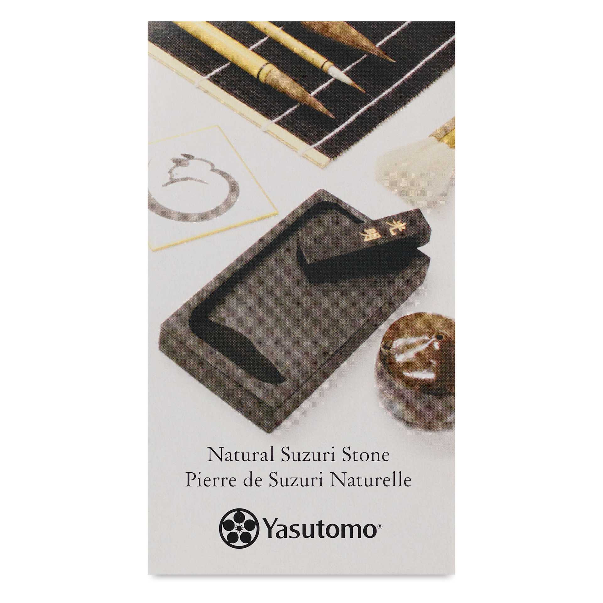Yasutomo Suzuri Grinding Stone - 5" x 2-1/2", front of the packaging