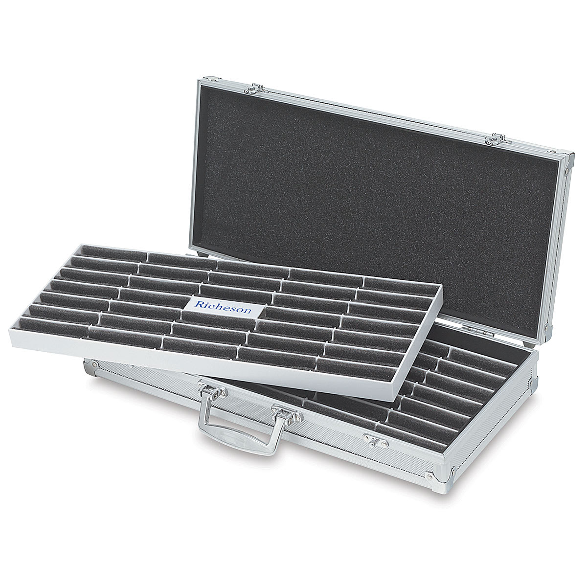 Richeson Roz Box - Open box showing two empty foam trays for pastel storage