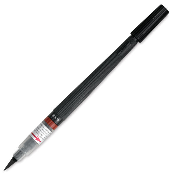 Pentel Arts Water-Based Color Brush Pens - Single Black Pen shown open